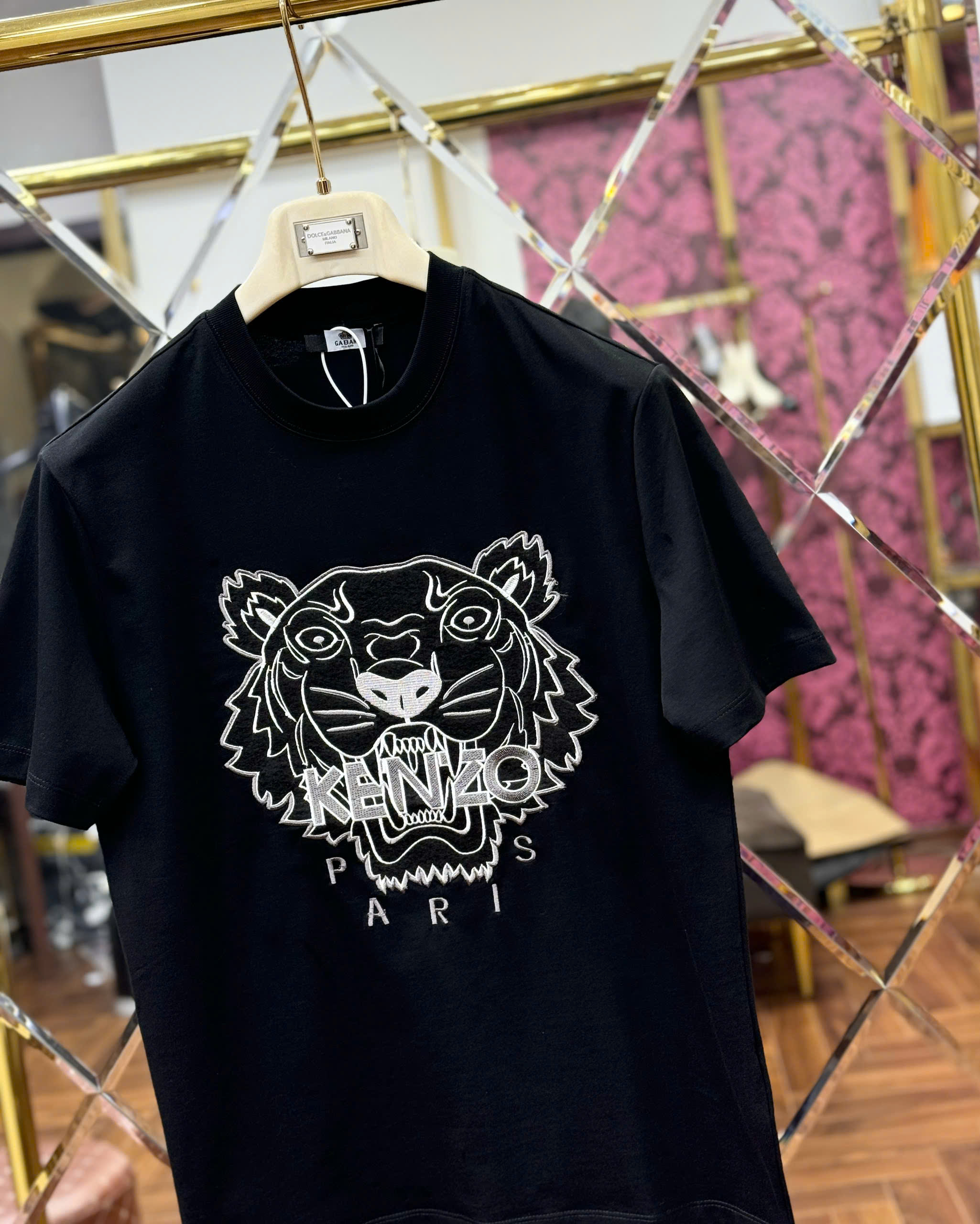 Áo phông T shirt Kenzo thêu mặt hổ Đen Trắng Like Auth 46-50 CD