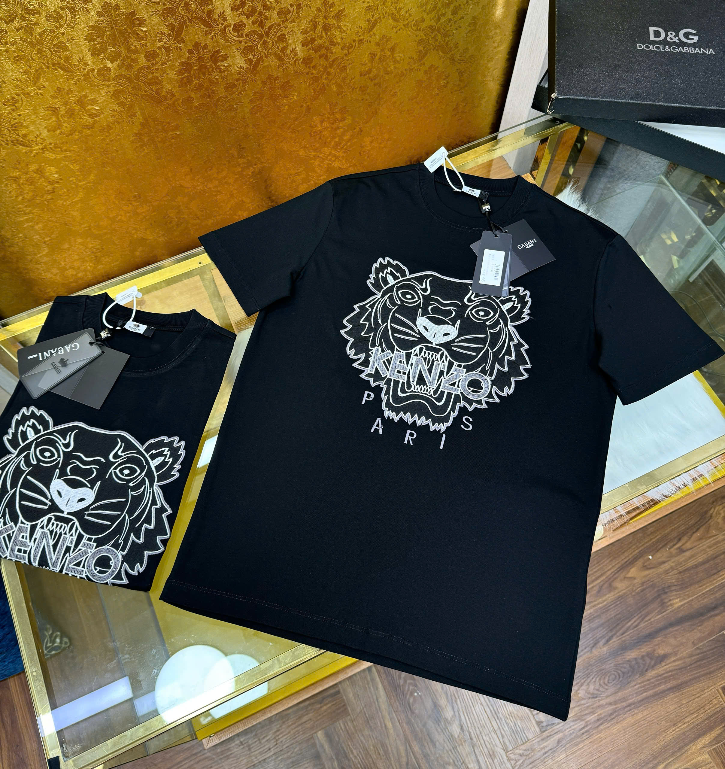 Áo phông T shirt Kenzo thêu mặt hổ Đen Trắng Like Auth 46-50 CD