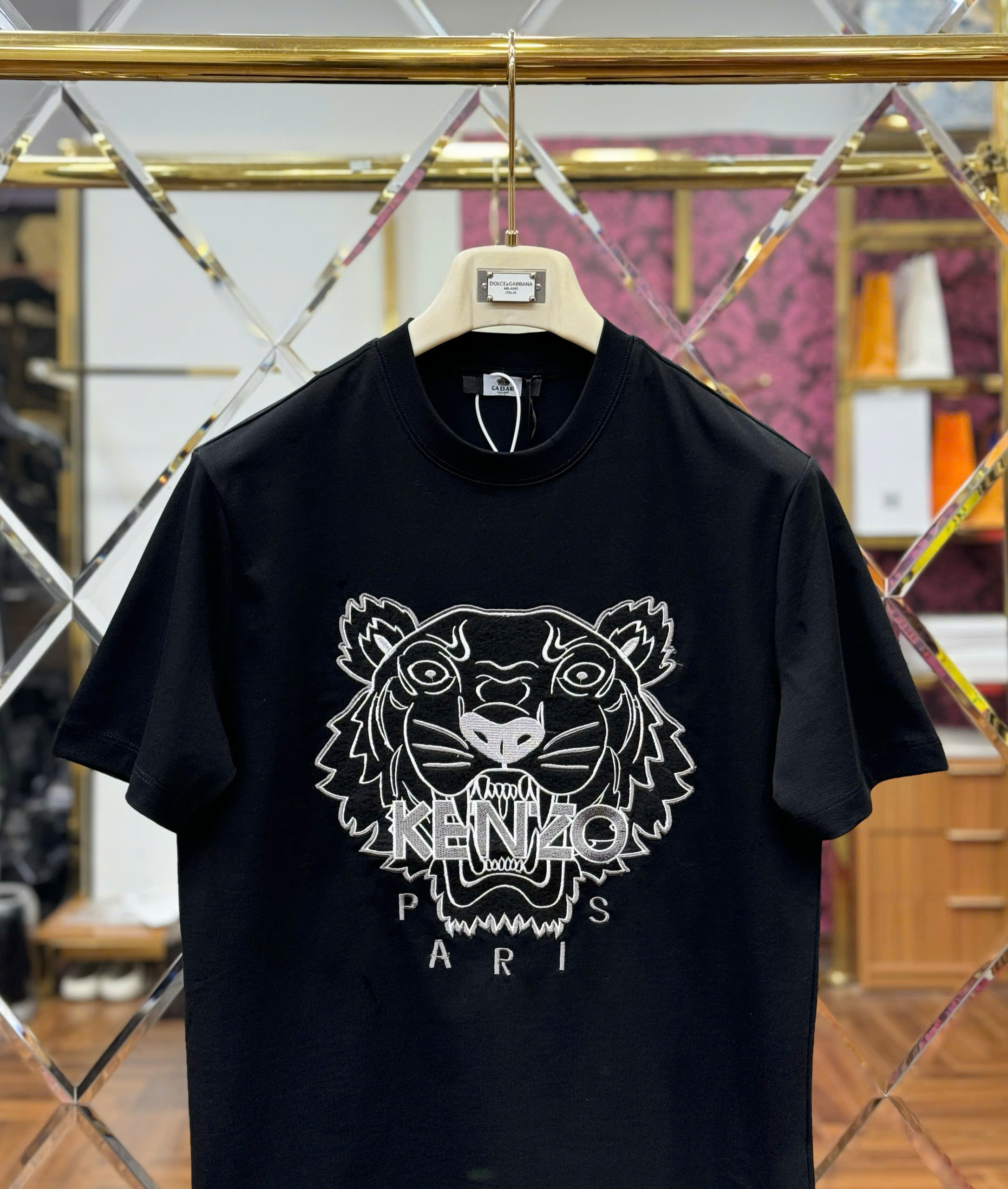 Áo phông T shirt Kenzo thêu mặt hổ Đen Trắng Like Auth 46-50 CD