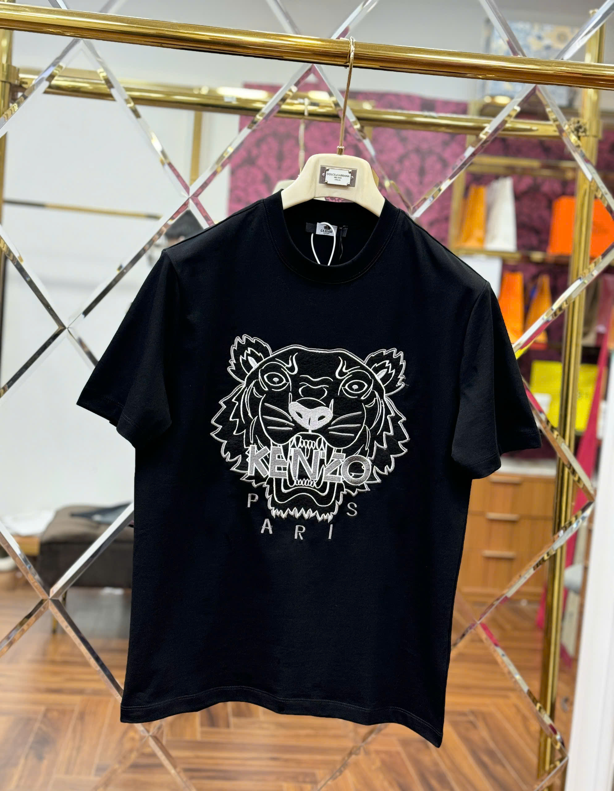 Áo phông T shirt Kenzo thêu mặt hổ Đen Trắng Like Auth 46-50 CD