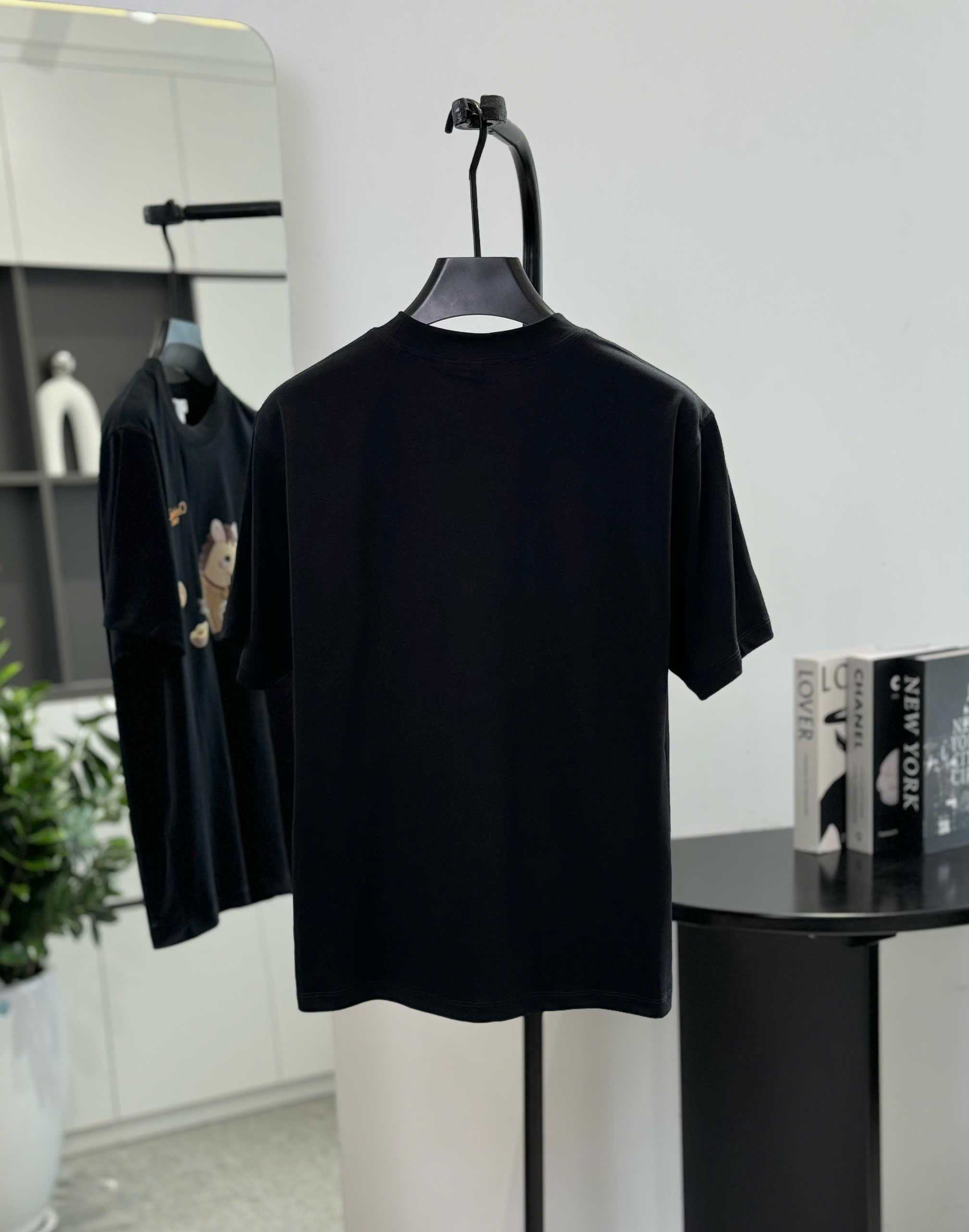 Áo phông T shirt Dior CD logo thêu wash ngựa thần tài Like Auth S-L DDT\Đen