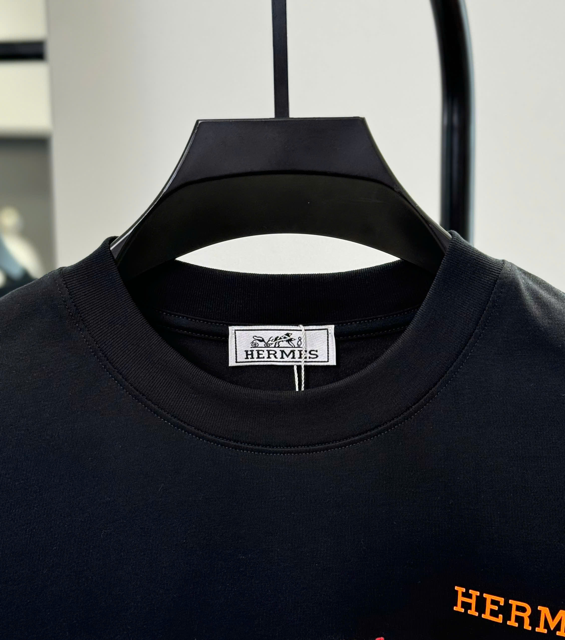 Áo phông T shirt Hermes HM họa tiết ngựa hoa Like Auth S-L DDT\Đen