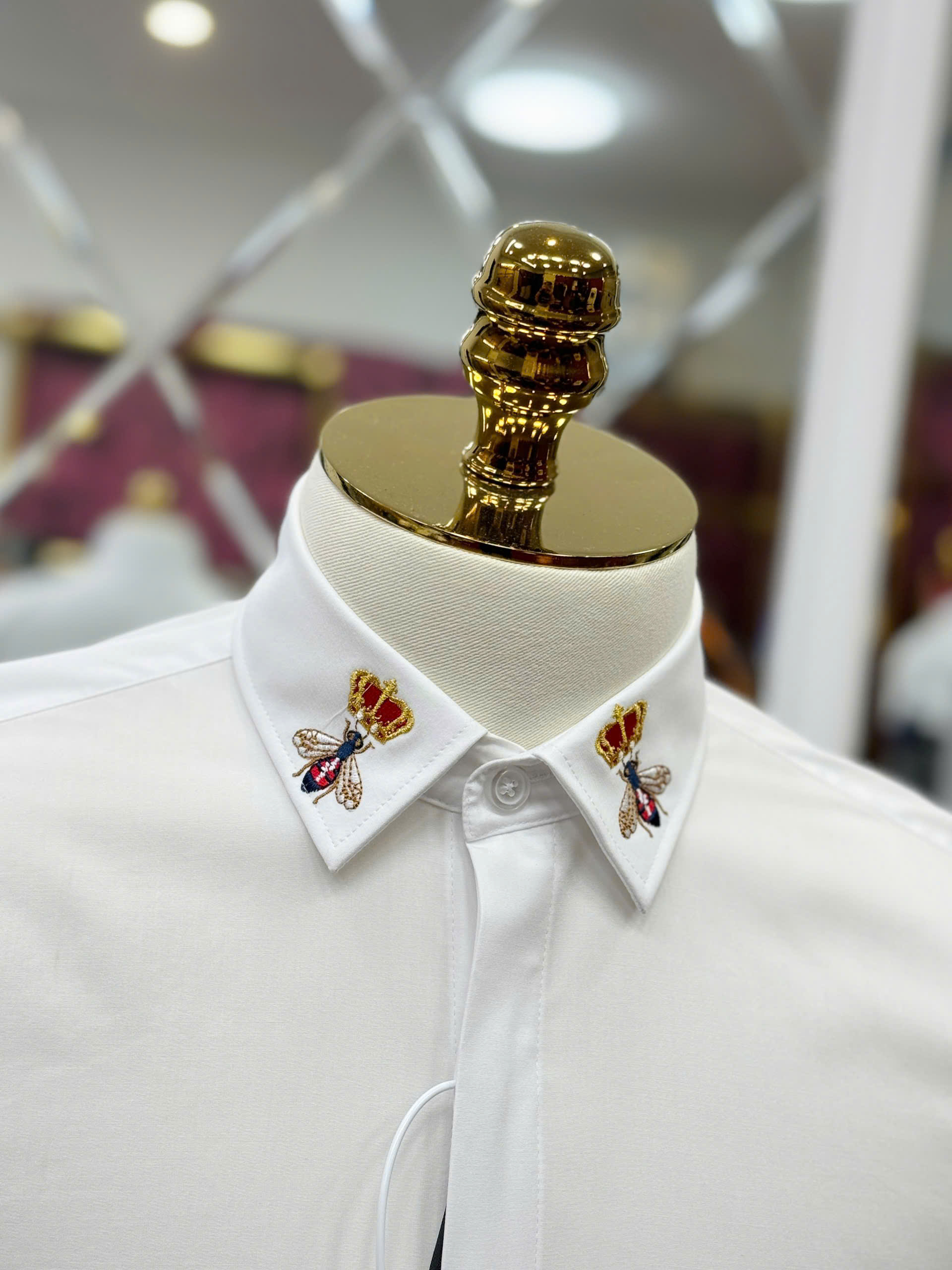 Áo sơ mi Dolce Gabbana DG logo thêu Ong vương miện cổ Like Auth 44-50 CD