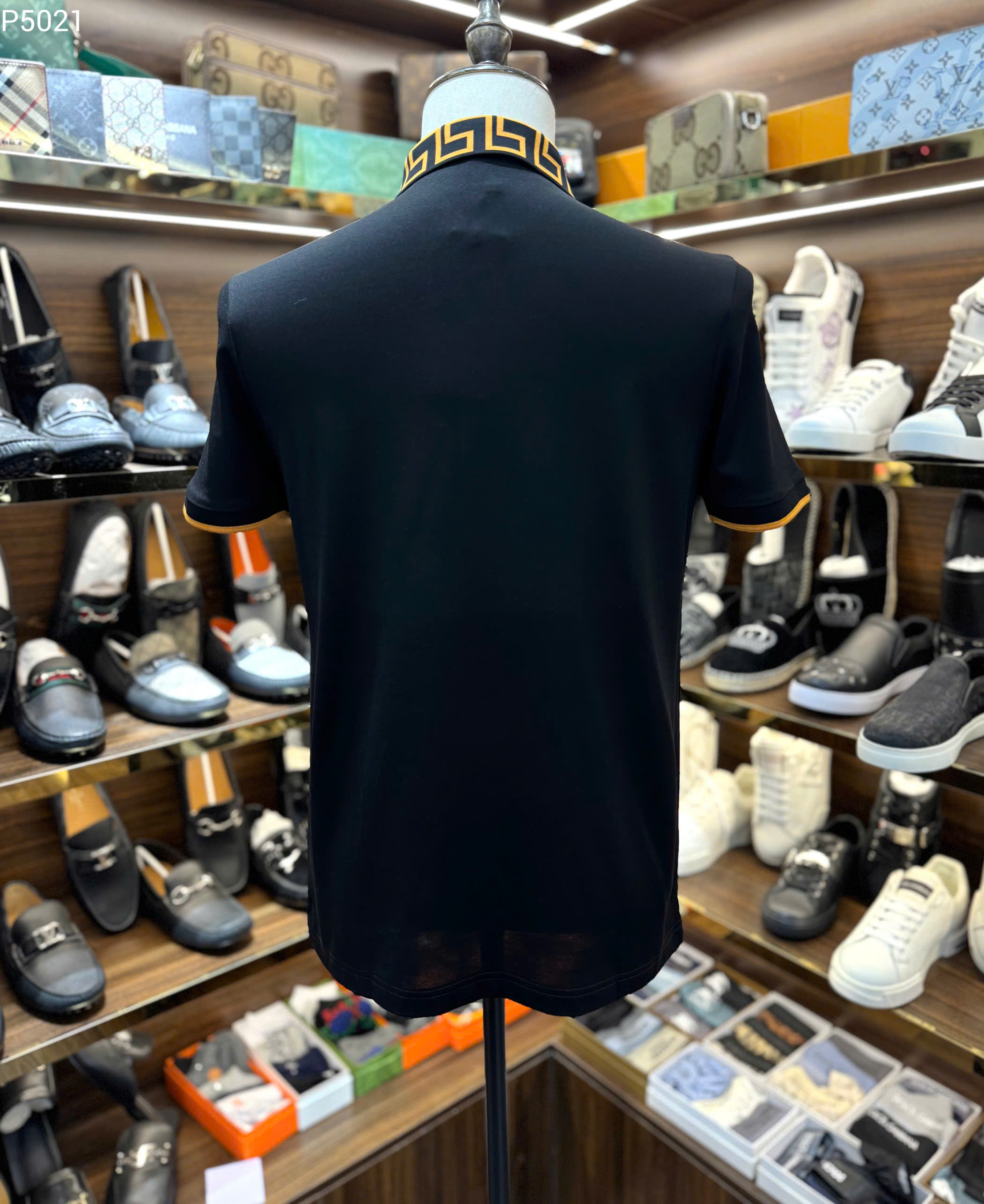 Áo polo Versace VS basic check cổ logo thêu mặt quỷ ngực Like Auth 46-54 MK