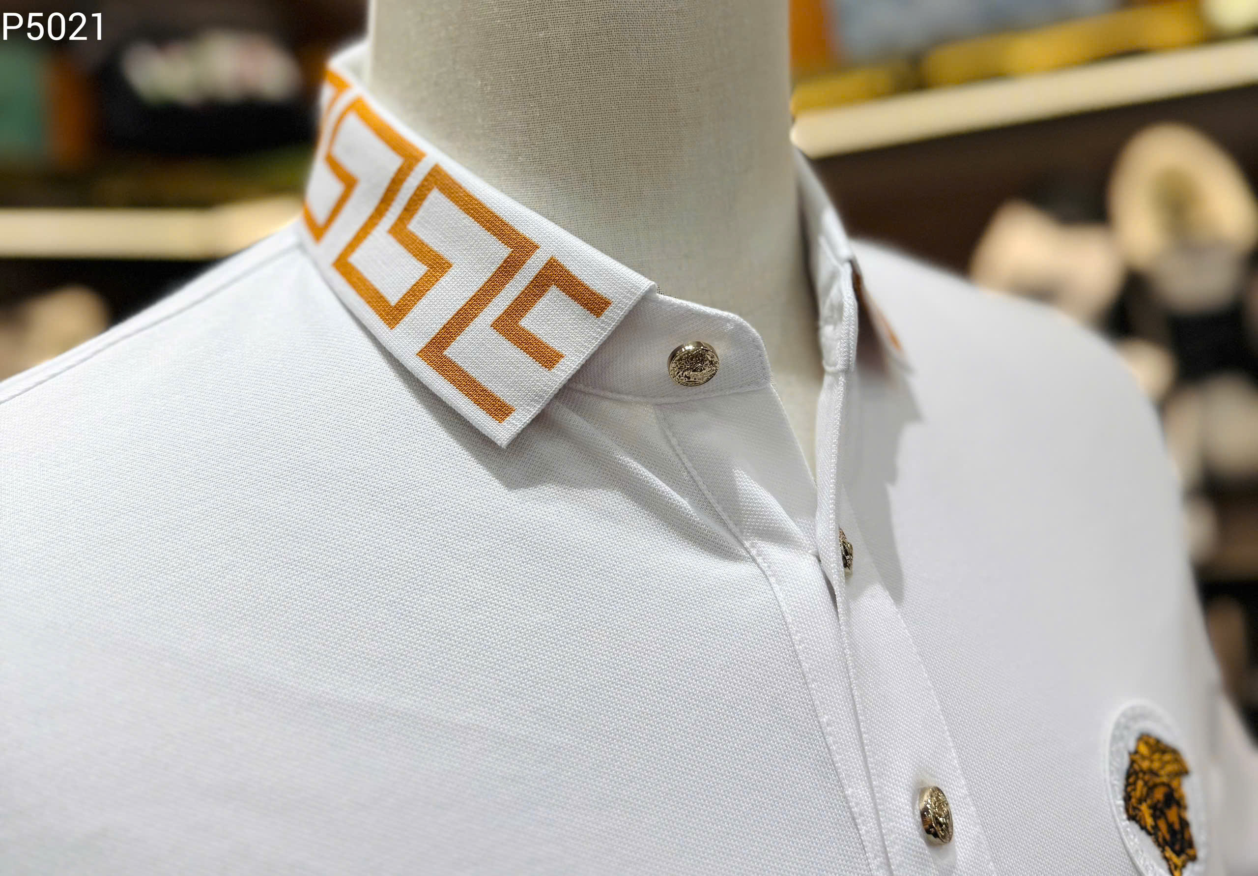 Áo polo Versace VS basic check cổ logo thêu mặt quỷ ngực Like Auth 46-54 MK