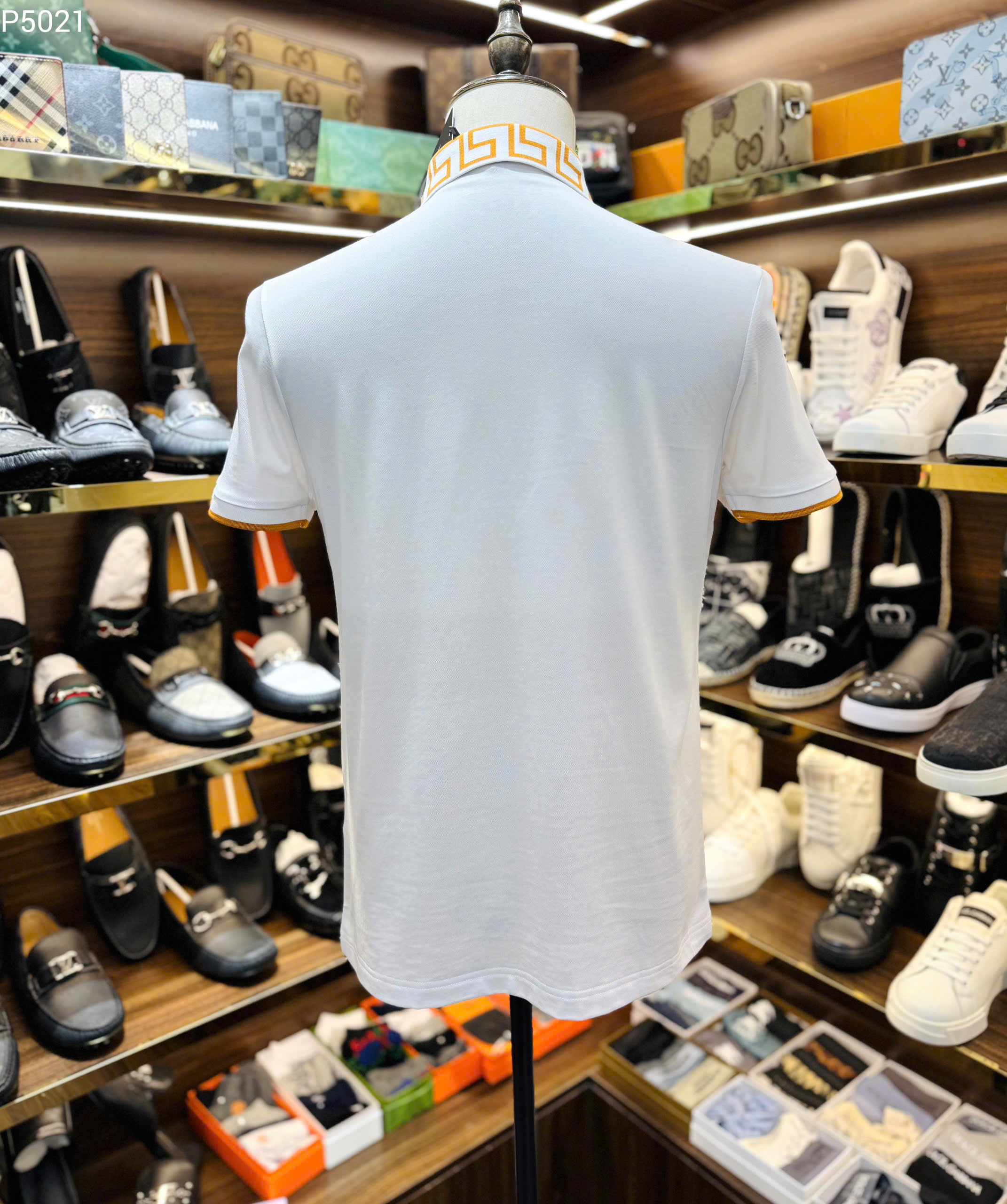 Áo polo Versace VS basic check cổ logo thêu mặt quỷ ngực Like Auth 46-54 MK