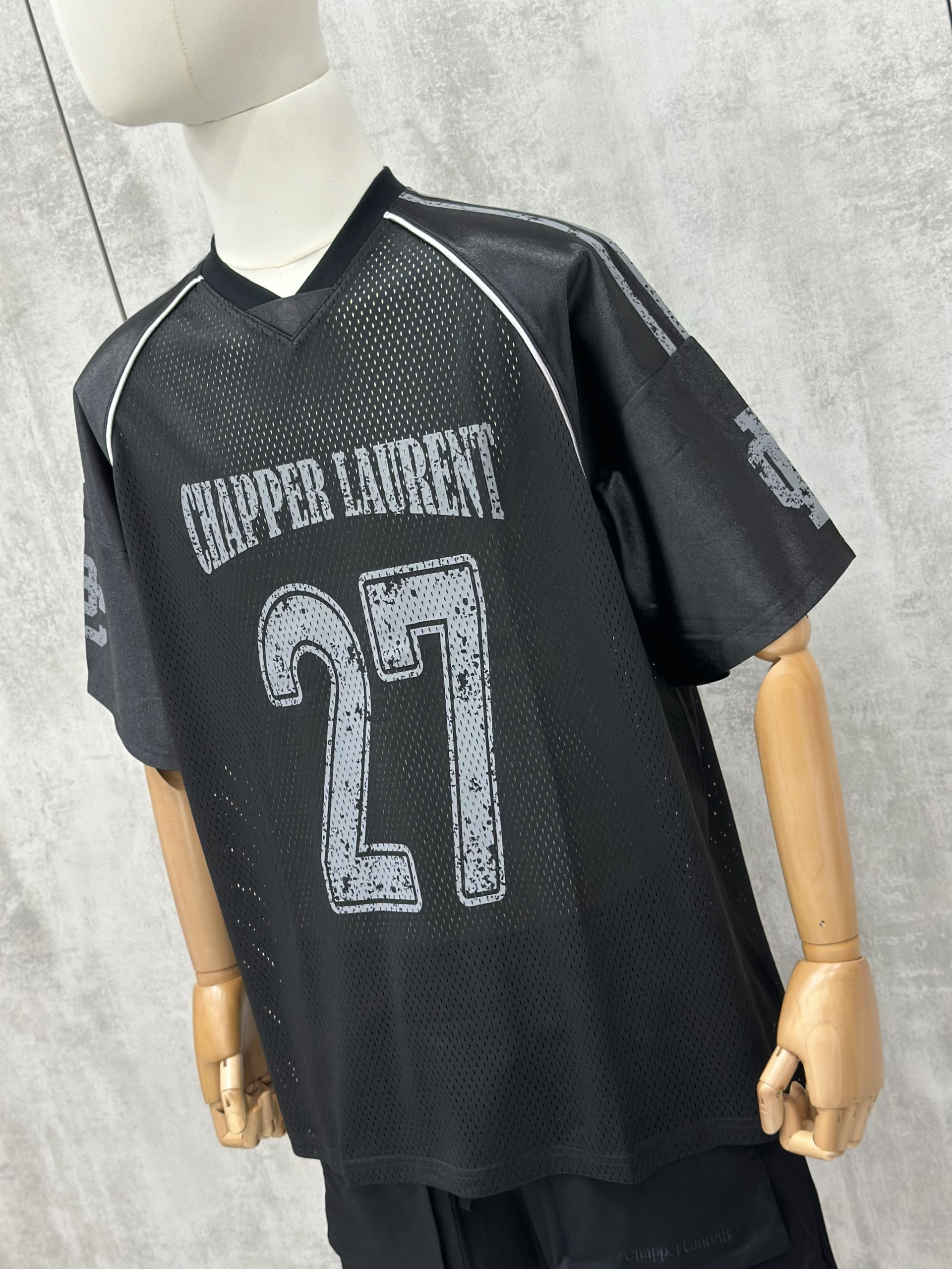 Áo phông T shirt thể thao Chapper Laurent lưới logo 27 Like Auth XS-L VTN\Đen