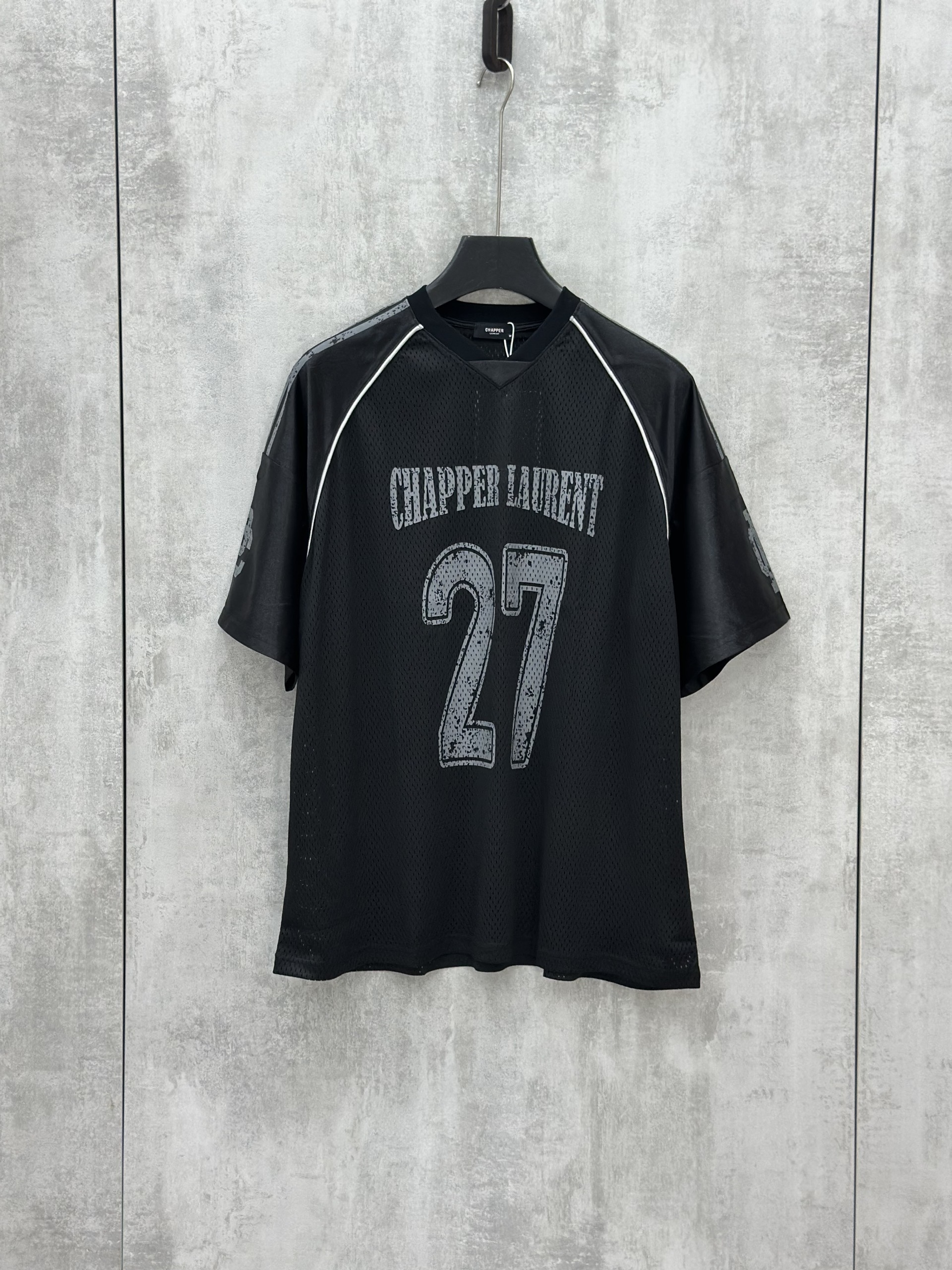Áo phông T shirt thể thao Chapper Laurent lưới logo 27 Like Auth XS-L VTN\Đen