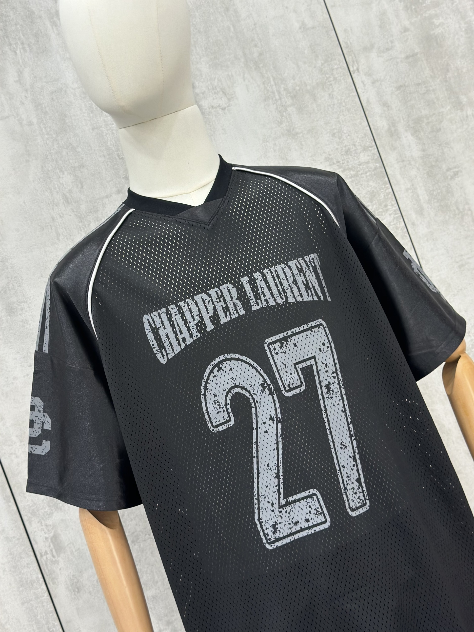 Áo phông T shirt thể thao Chapper Laurent lưới logo 27 Like Auth XS-L VTN\Đen