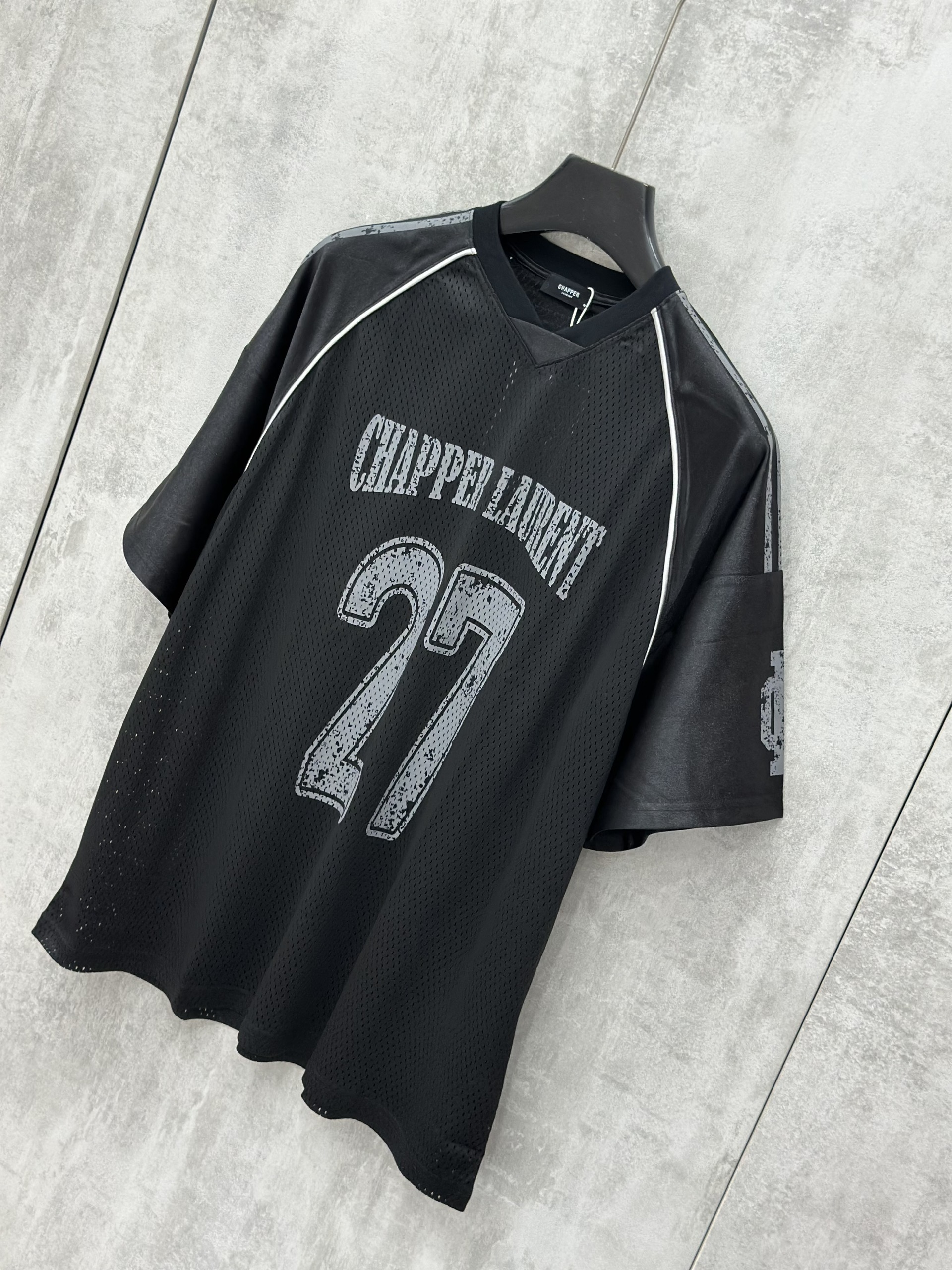 Áo phông T shirt thể thao Chapper Laurent lưới logo 27 Like Auth XS-L VTN\Đen