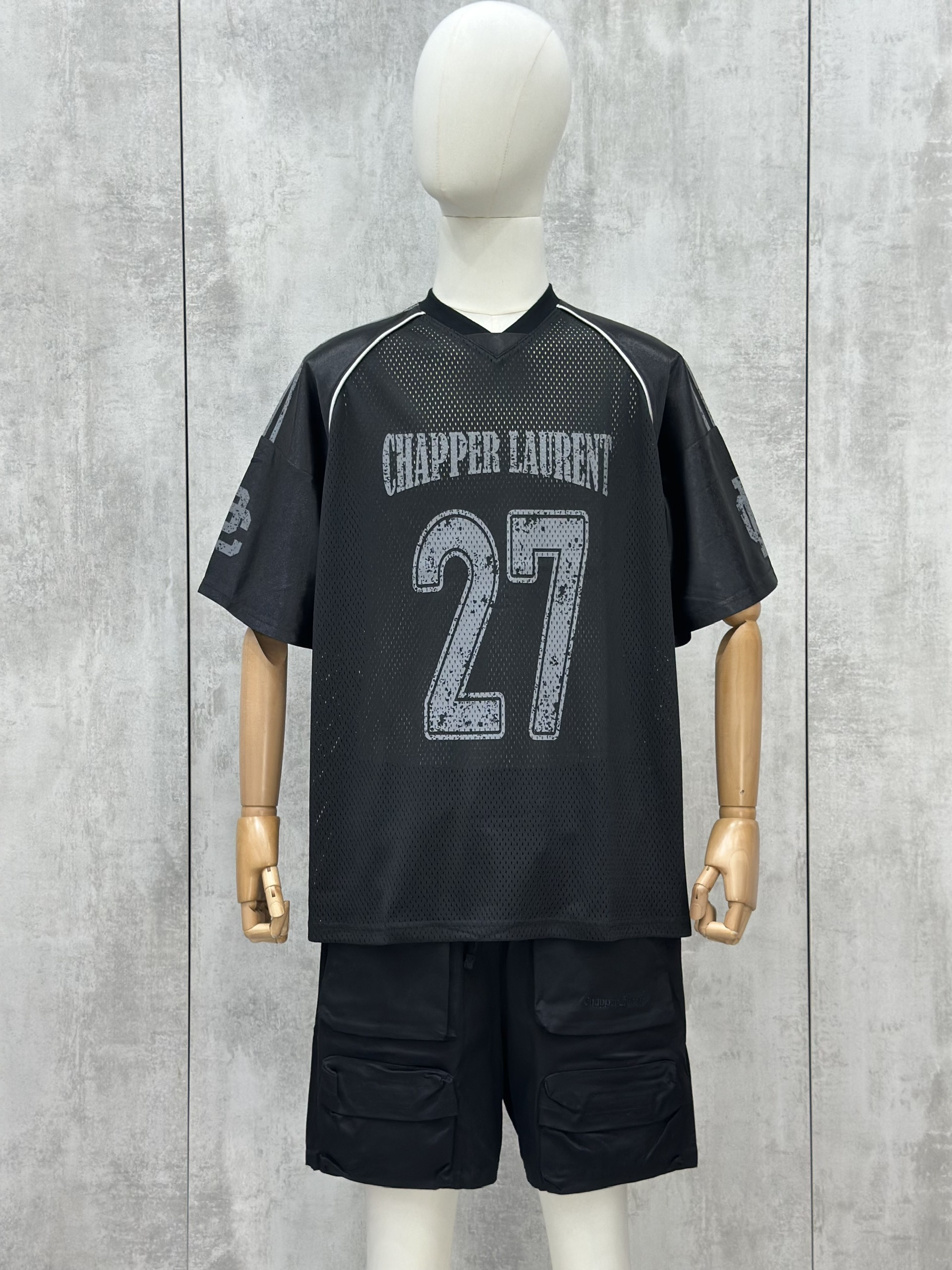 Áo phông T shirt thể thao Chapper Laurent lưới logo 27 Like Auth XS-L VTN\Đen