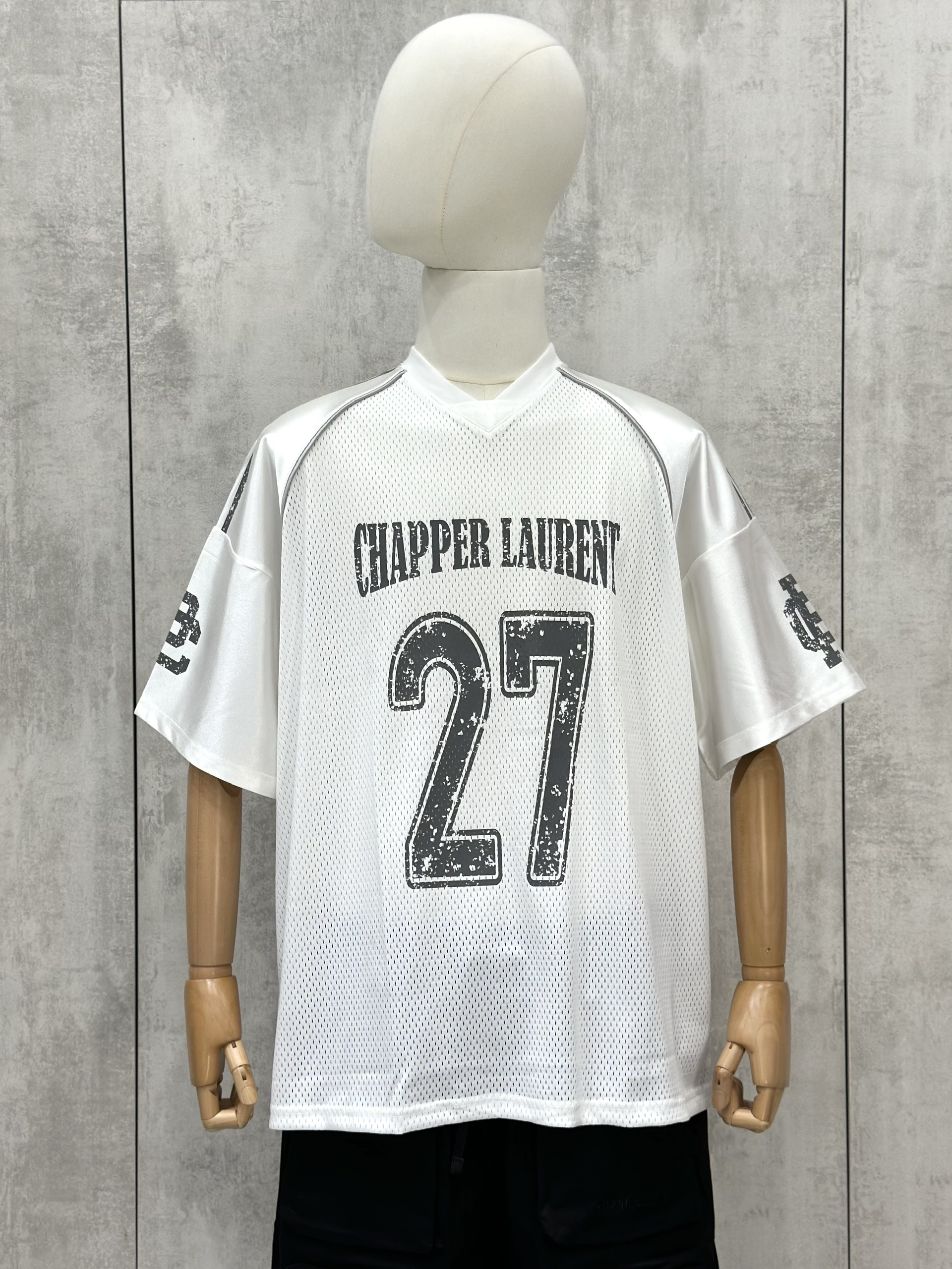 Áo phông T shirt thể thao Chapper Laurent lưới logo 27 Like Auth XS-L VTN\Trắng
