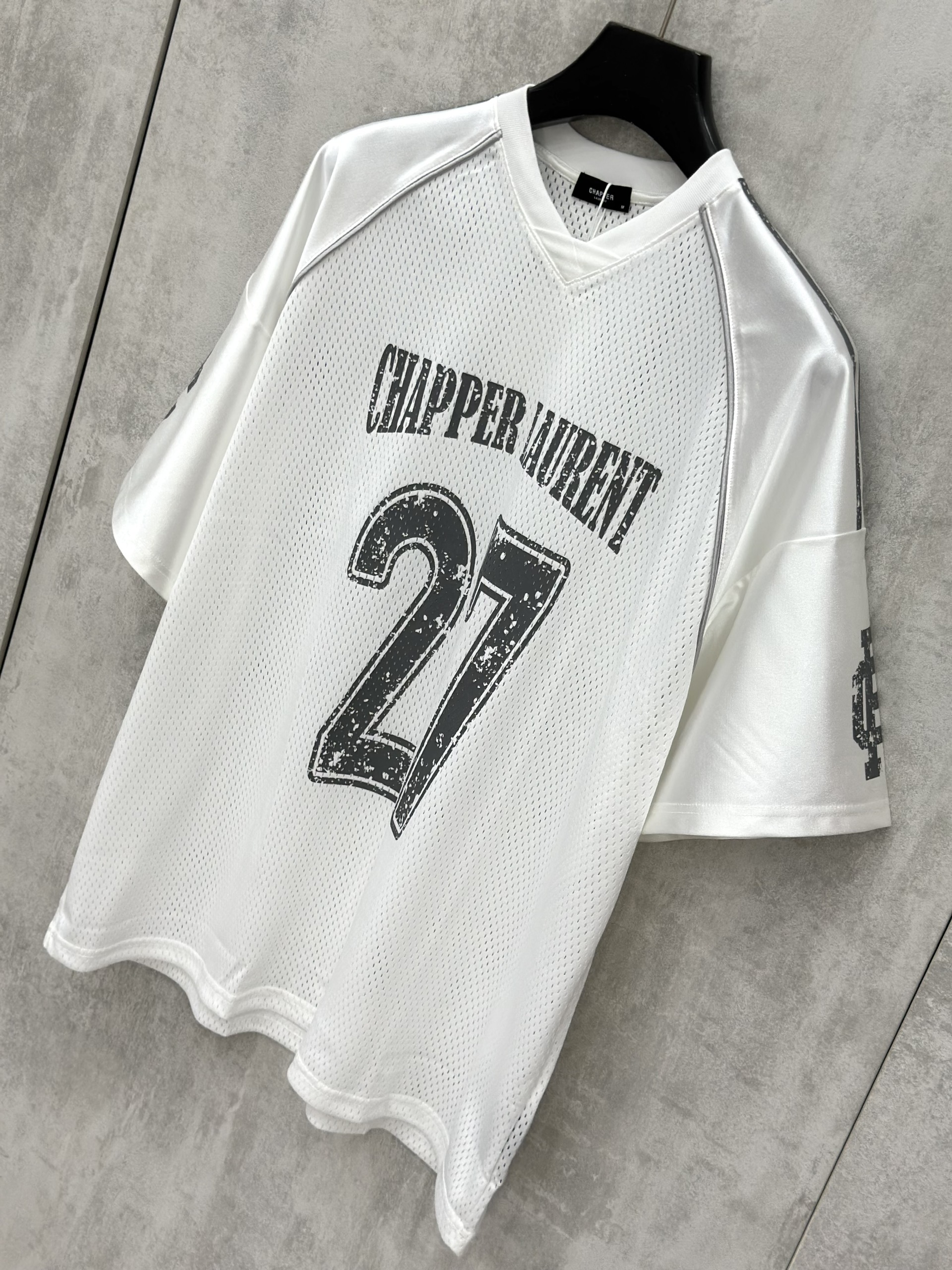 Áo phông T shirt thể thao Chapper Laurent lưới logo 27 Like Auth XS-L VTN\Trắng