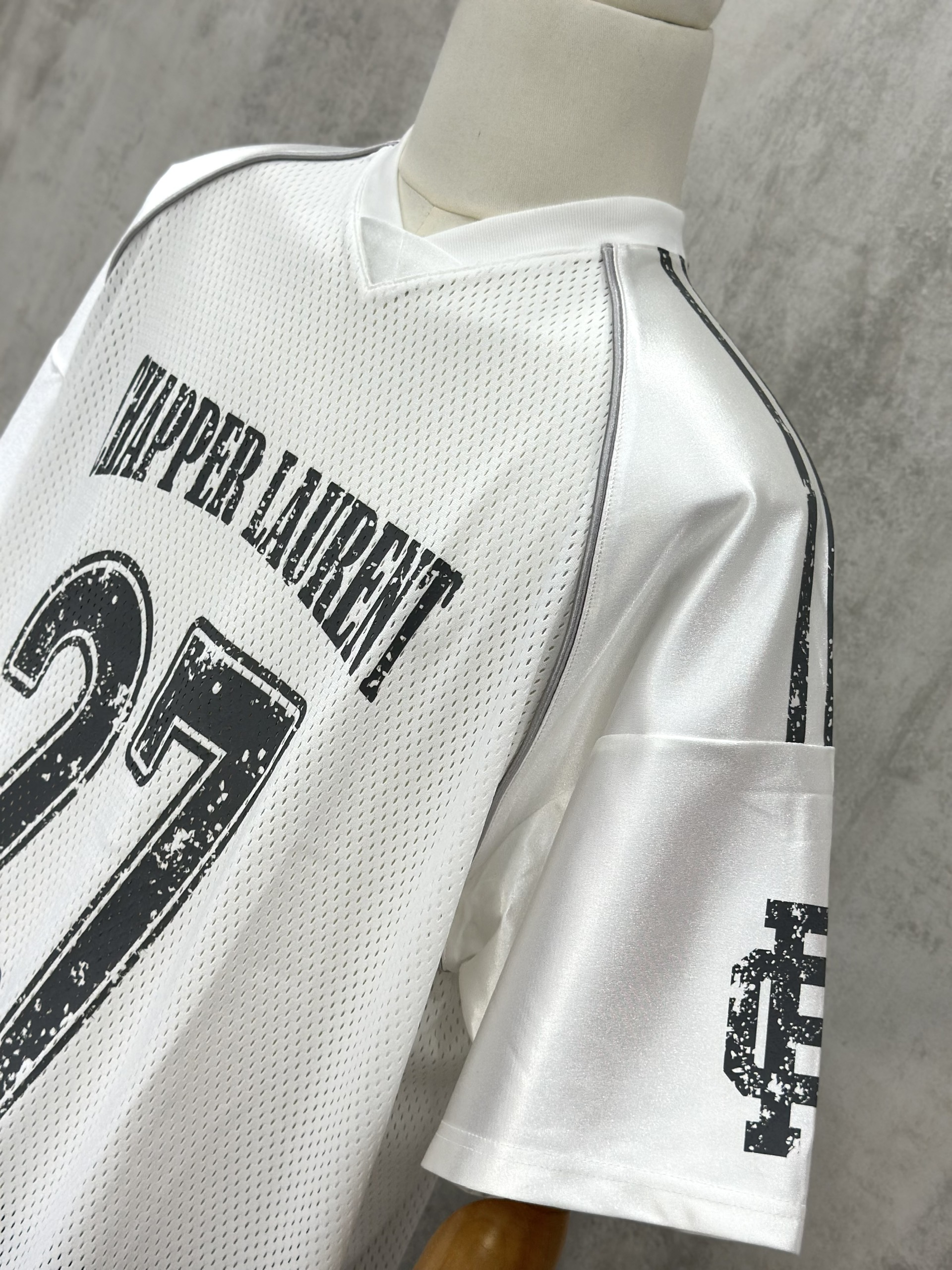 Áo phông T shirt thể thao Chapper Laurent lưới logo 27 Like Auth XS-L VTN\Trắng