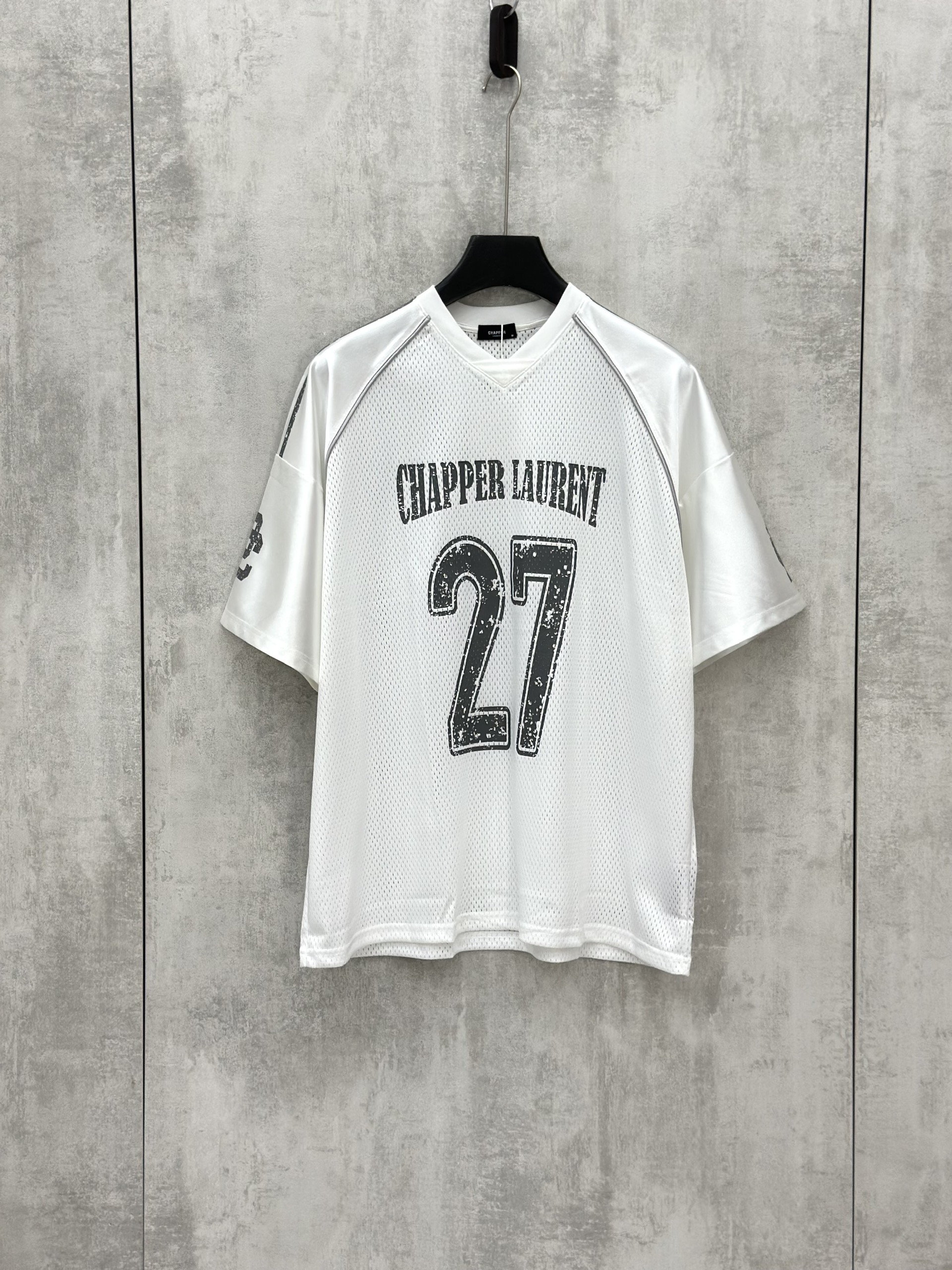 Áo phông T shirt thể thao Chapper Laurent lưới logo 27 Like Auth XS-L VTN\Trắng