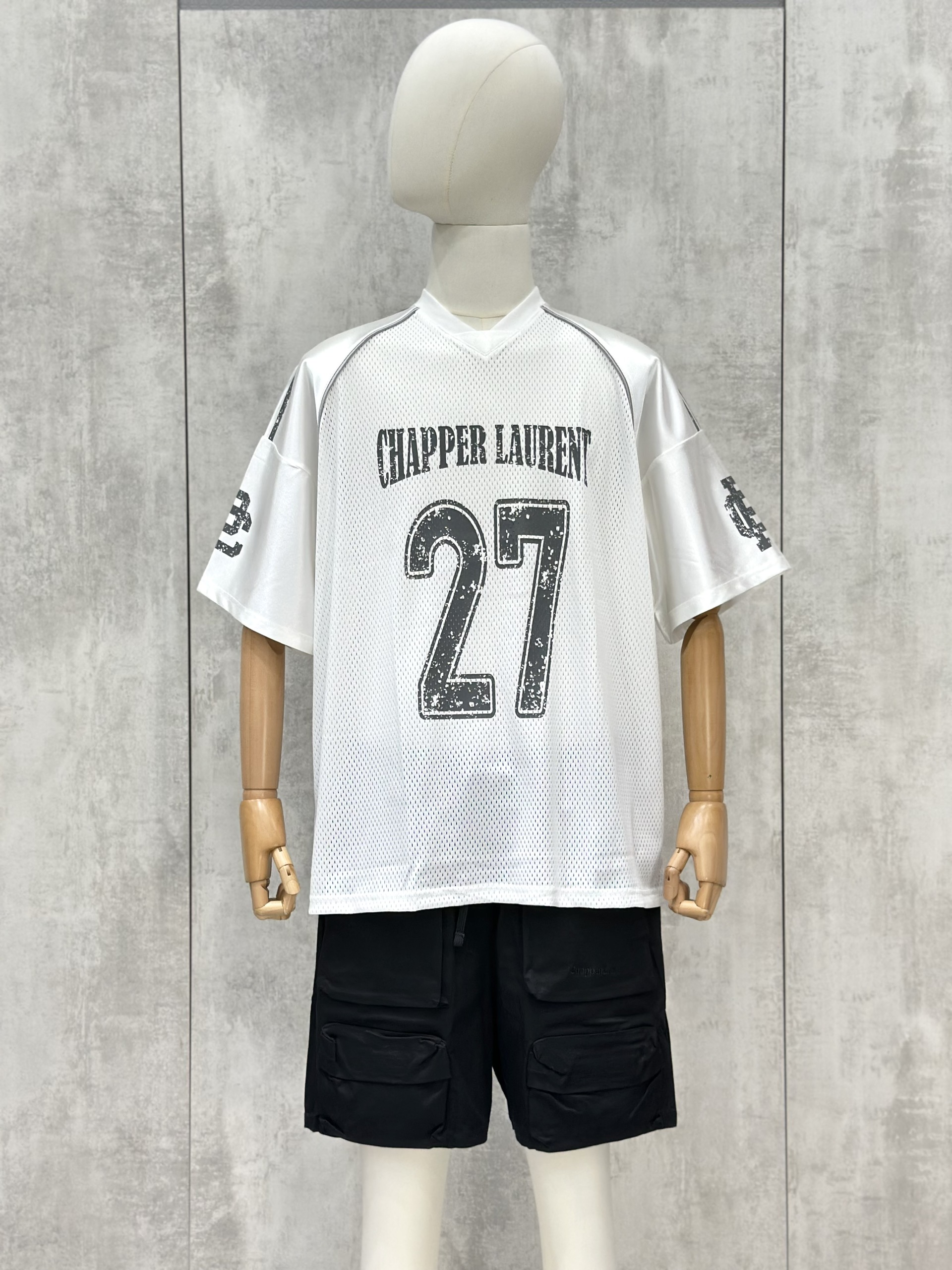 Áo phông T shirt thể thao Chapper Laurent lưới logo 27 Like Auth XS-L VTN\Trắng