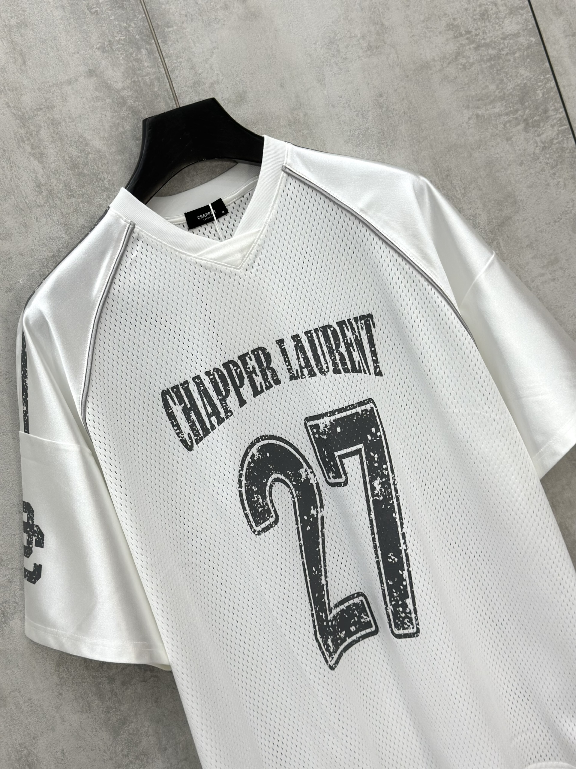 Áo phông T shirt thể thao Chapper Laurent lưới logo 27 Like Auth XS-L VTN\Trắng