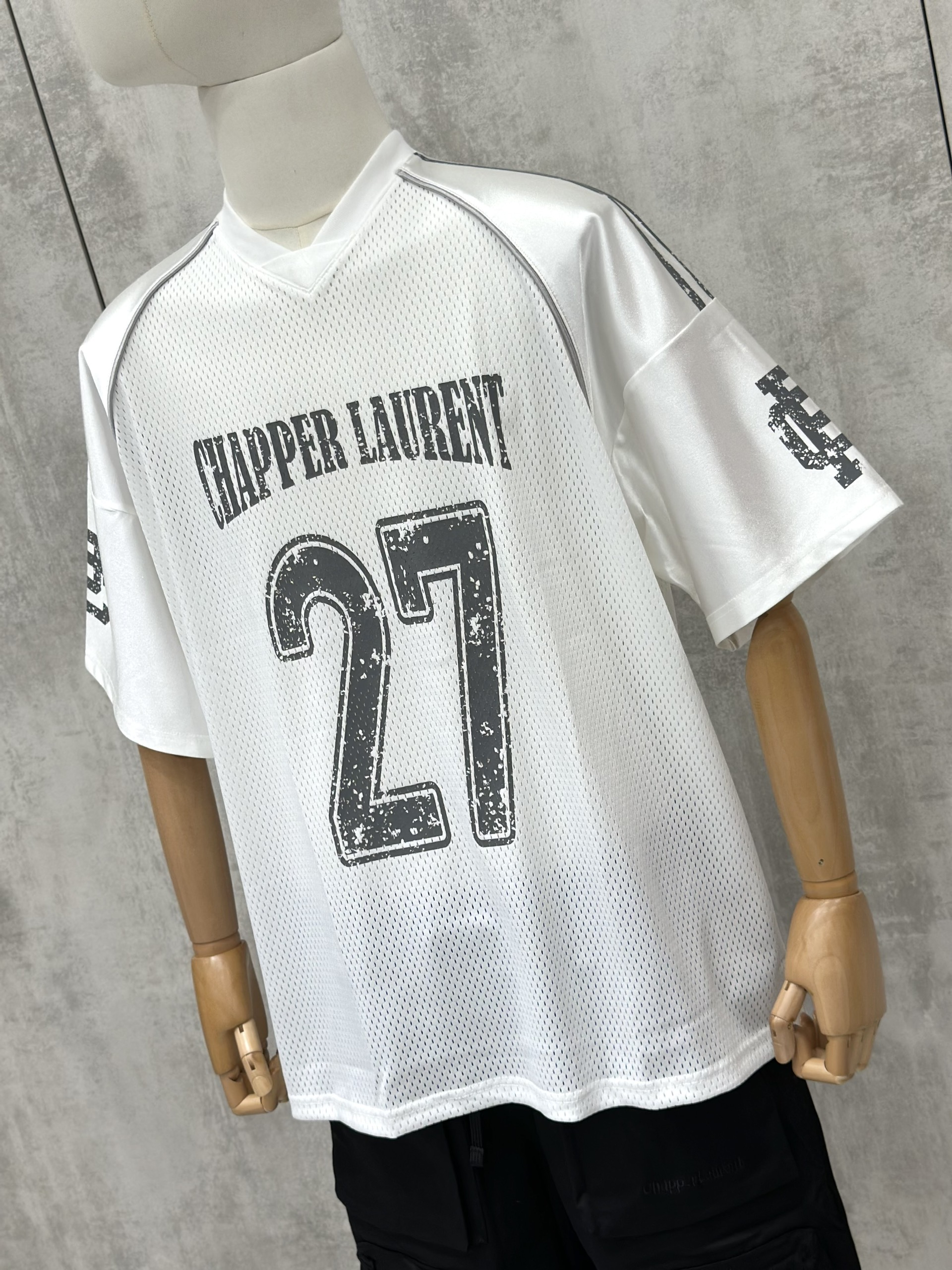 Áo phông T shirt thể thao Chapper Laurent lưới logo 27 Like Auth XS-L VTN\Trắng
