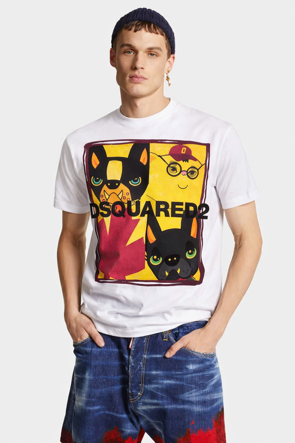 Áo phông T shirt Dsquared2 DSQ họa tiết Cún in vuông ngực Like Auth 44-50 CD