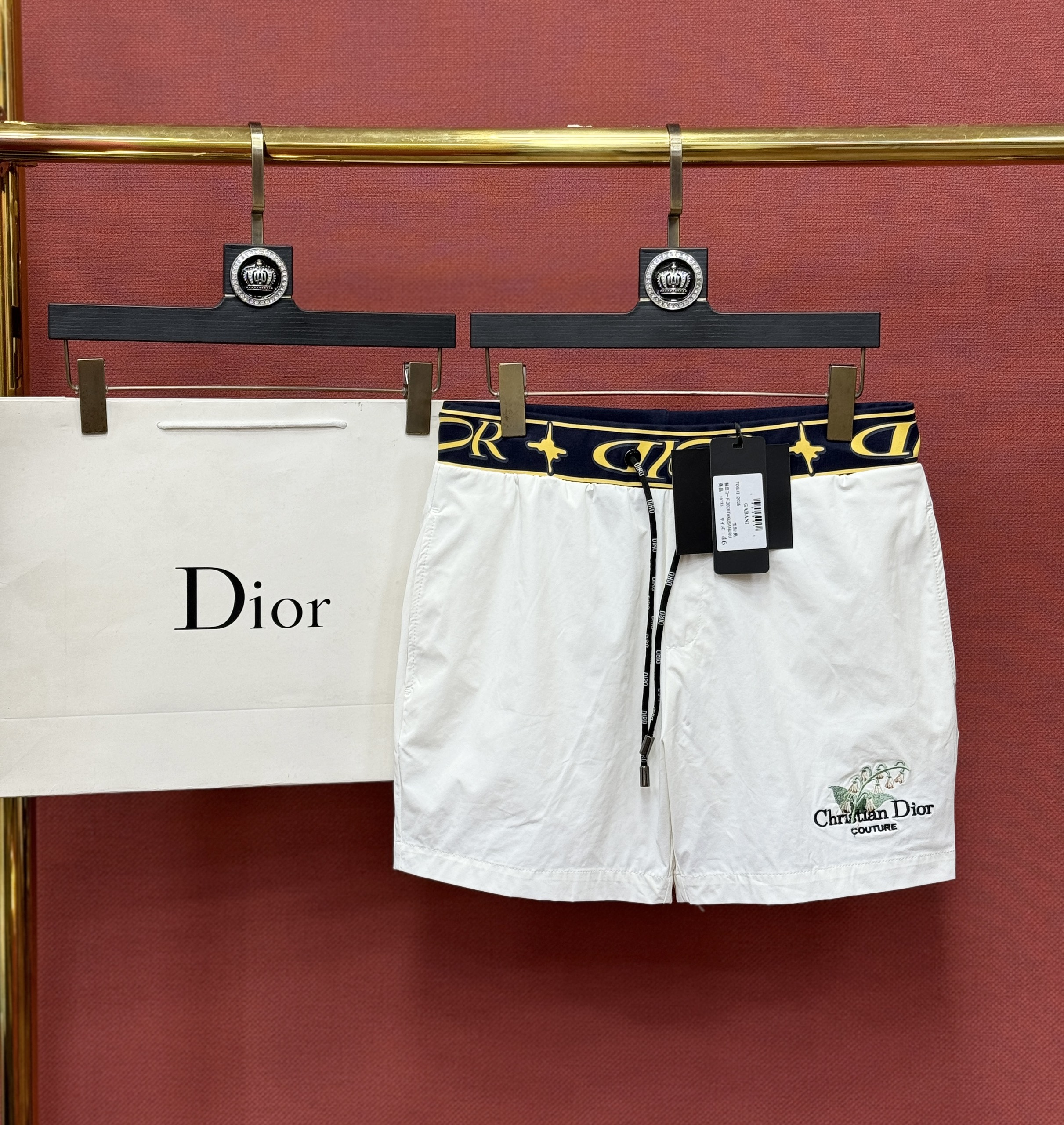 Quần short đùi gió Dior CD check bo cạp logo thêu Like Auth 44-50 CD