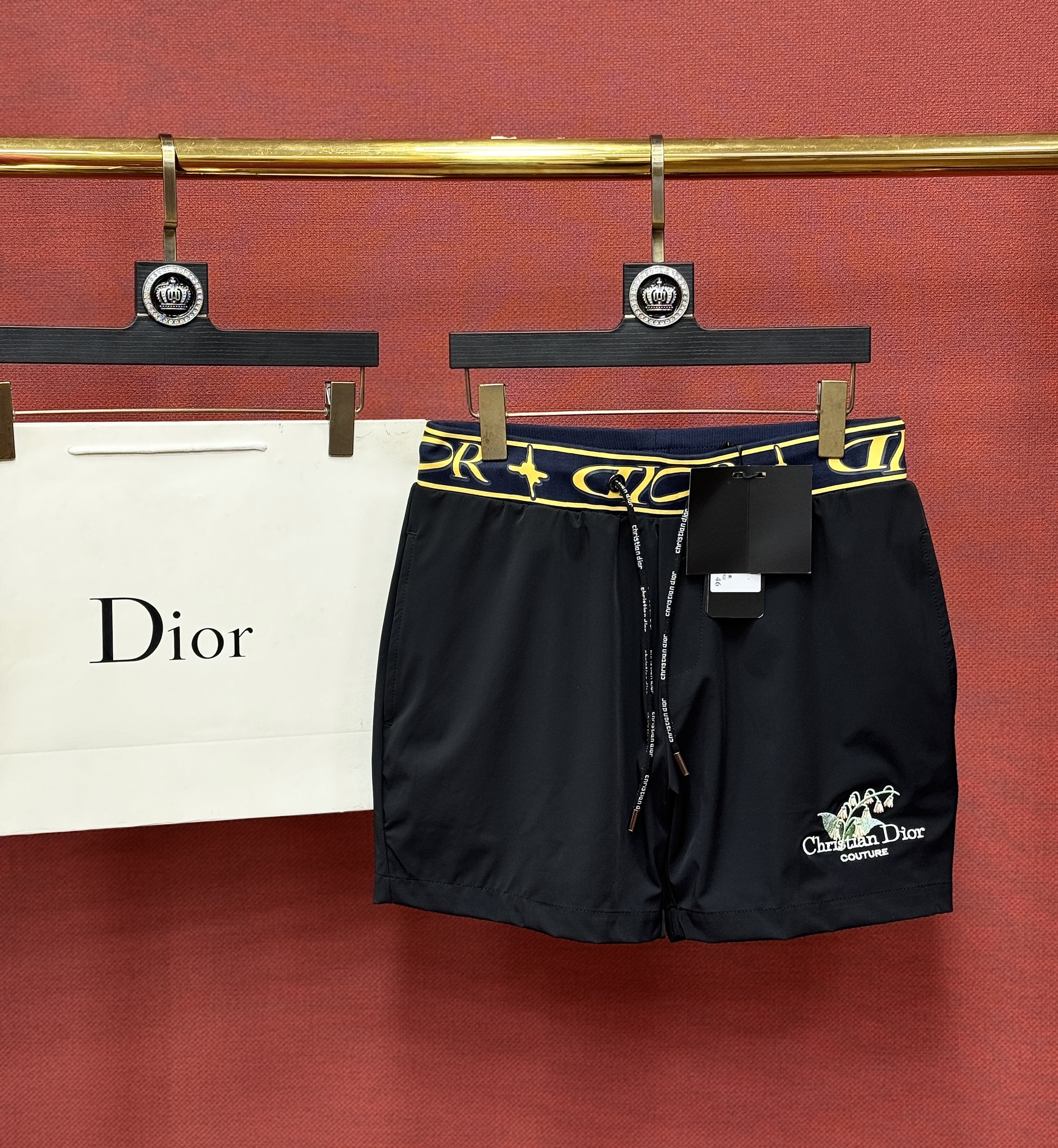 Quần short đùi gió Dior CD check bo cạp logo thêu Like Auth 44-50 CD