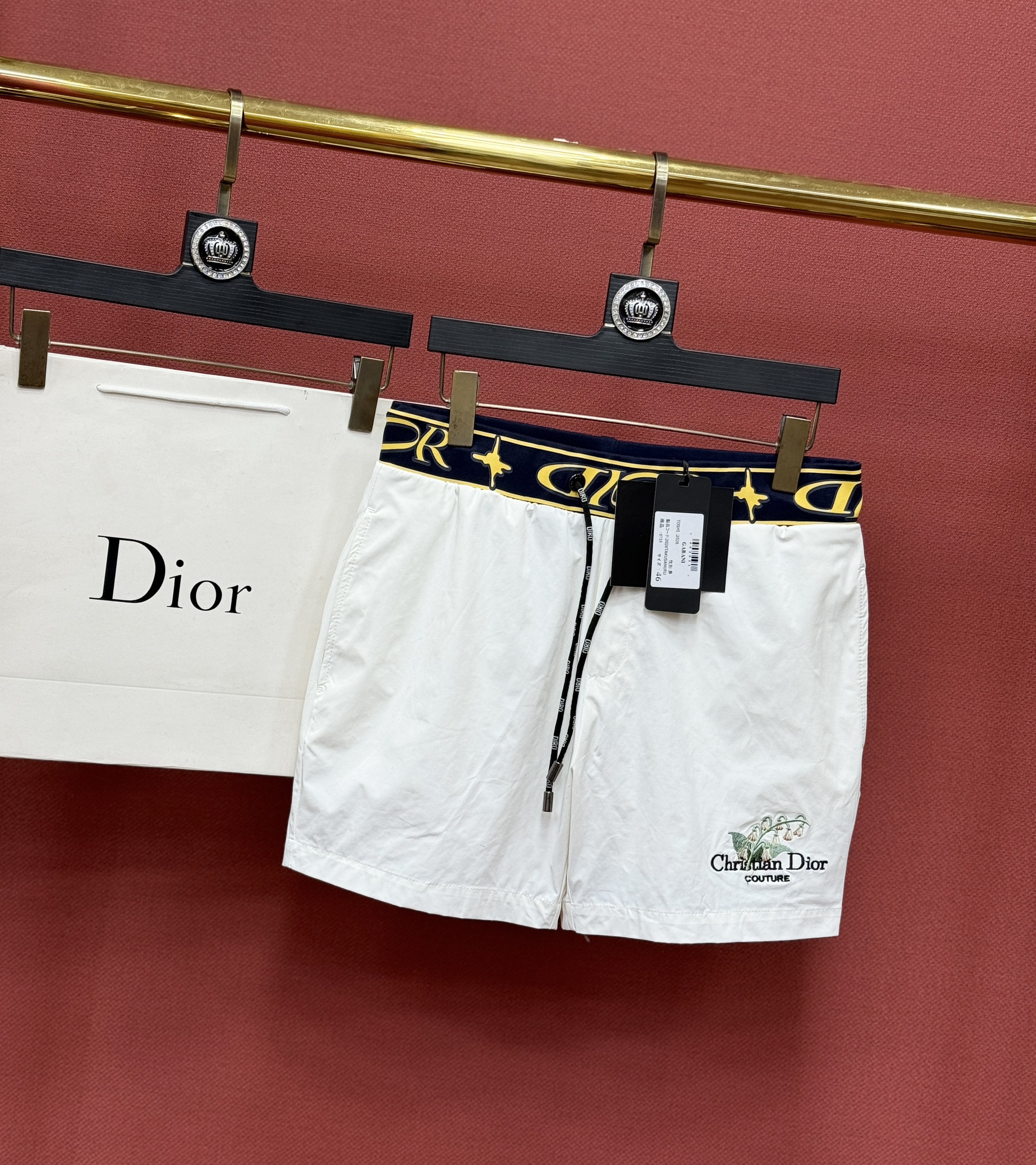 Quần short đùi gió Dior CD check bo cạp logo thêu Like Auth 44-50 CD