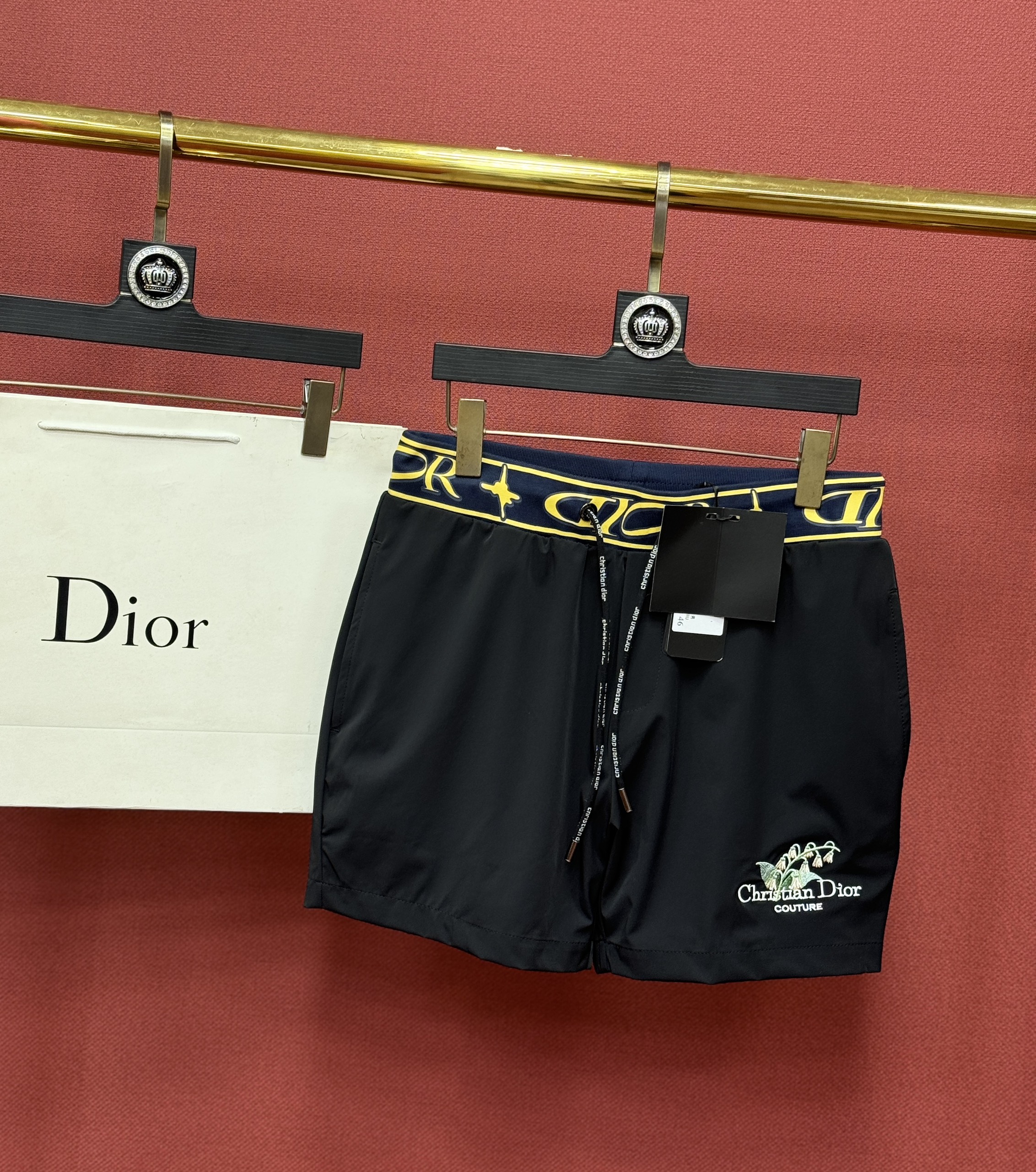 Quần short đùi gió Dior CD check bo cạp logo thêu Like Auth 44-50 CD