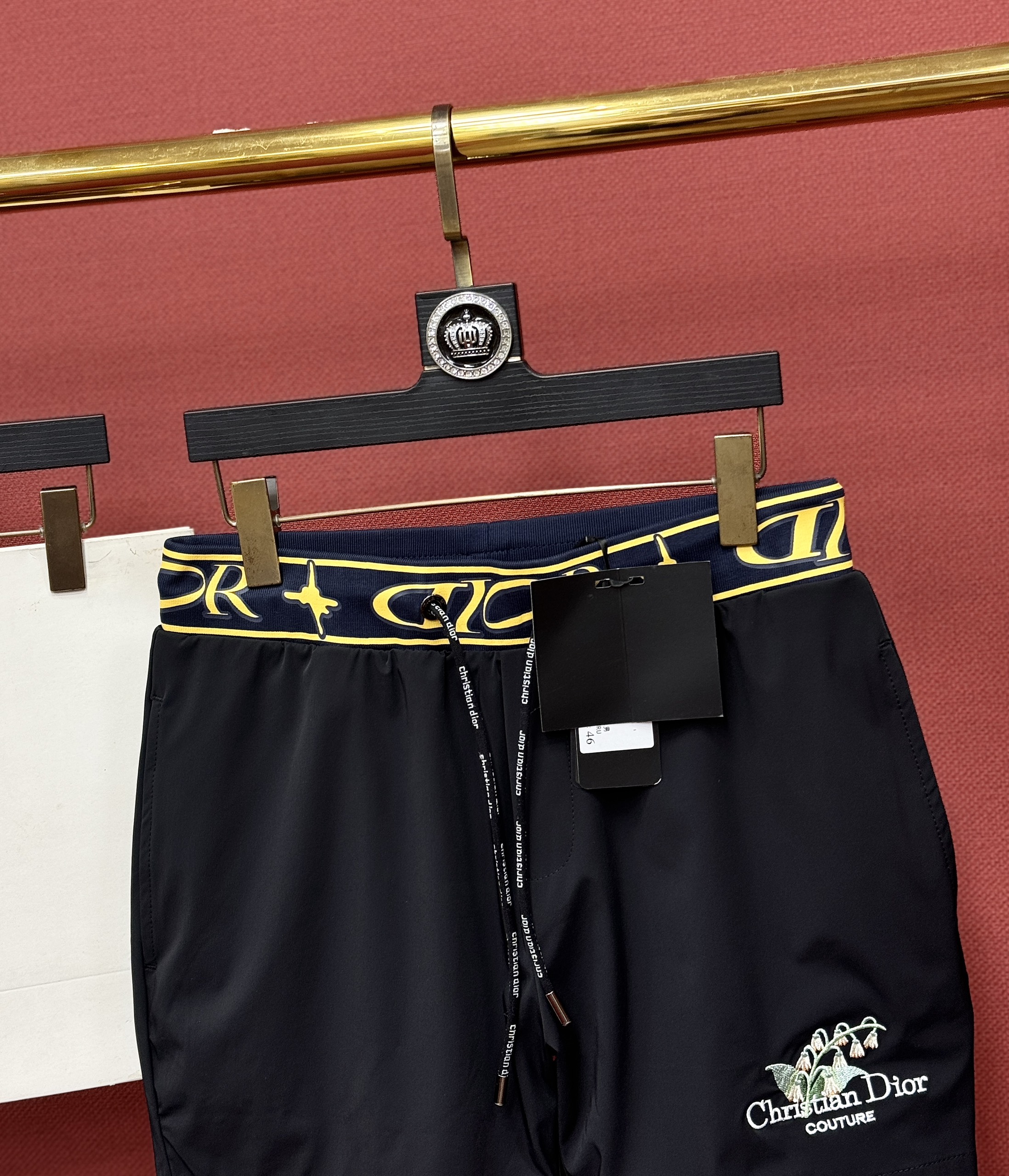 Quần short đùi gió Dior CD check bo cạp logo thêu Like Auth 44-50 CD
