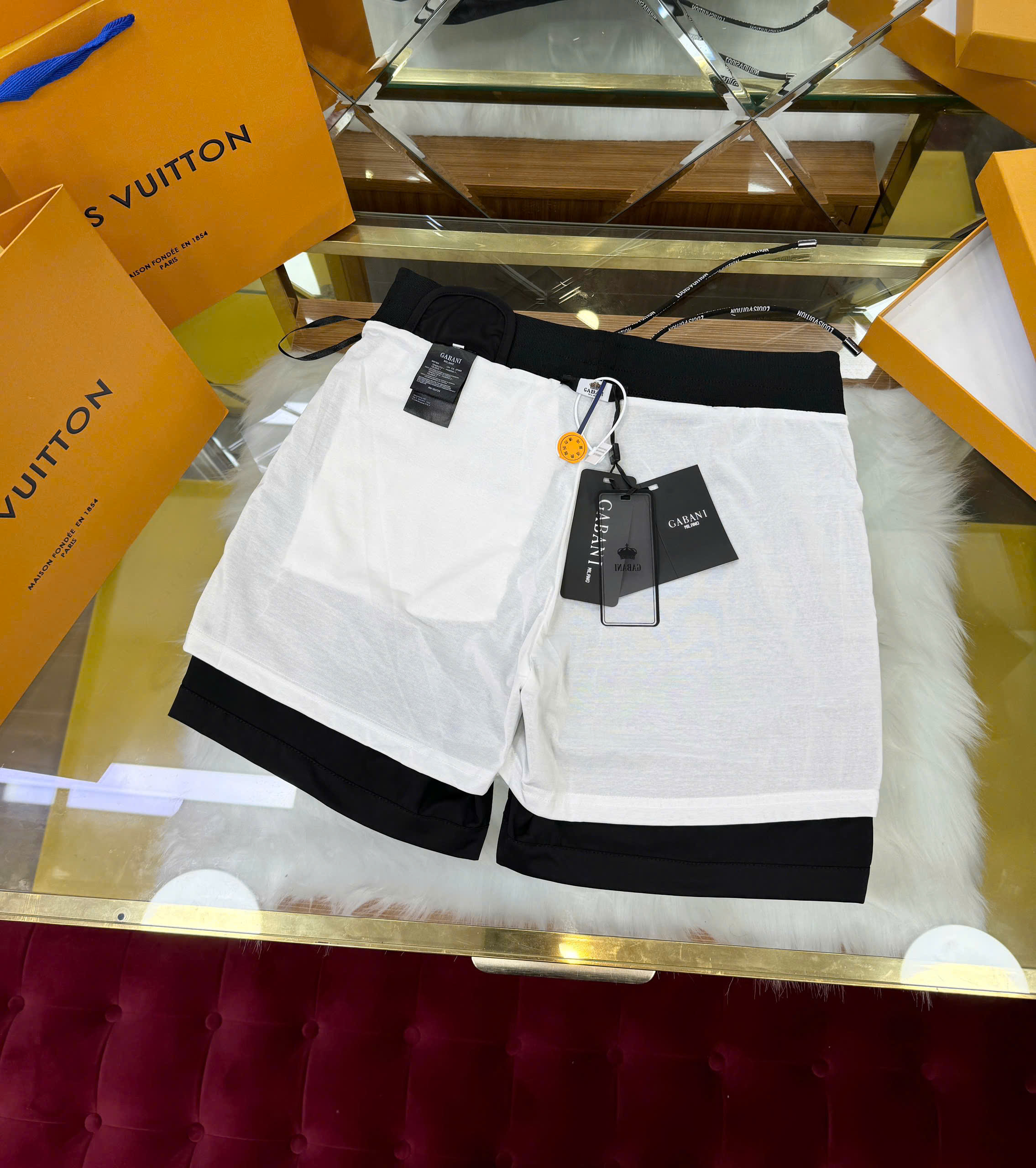 Quần short gió Louis Vuitton LV Forever logo thêu check cạp Like Auth S-XL CD