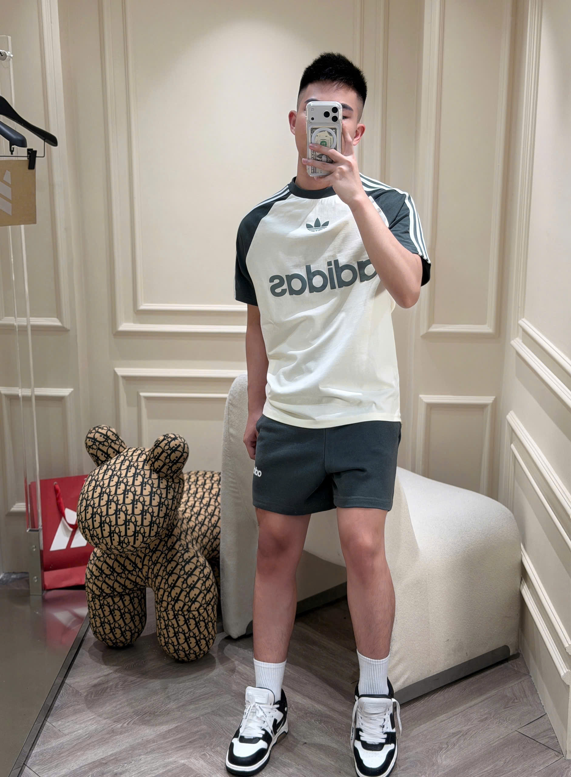 Set bộ thể thao hè Adidas logo ngực in dập nổi 2 lớp kẻ sọc vai Like Auth S-XL NV