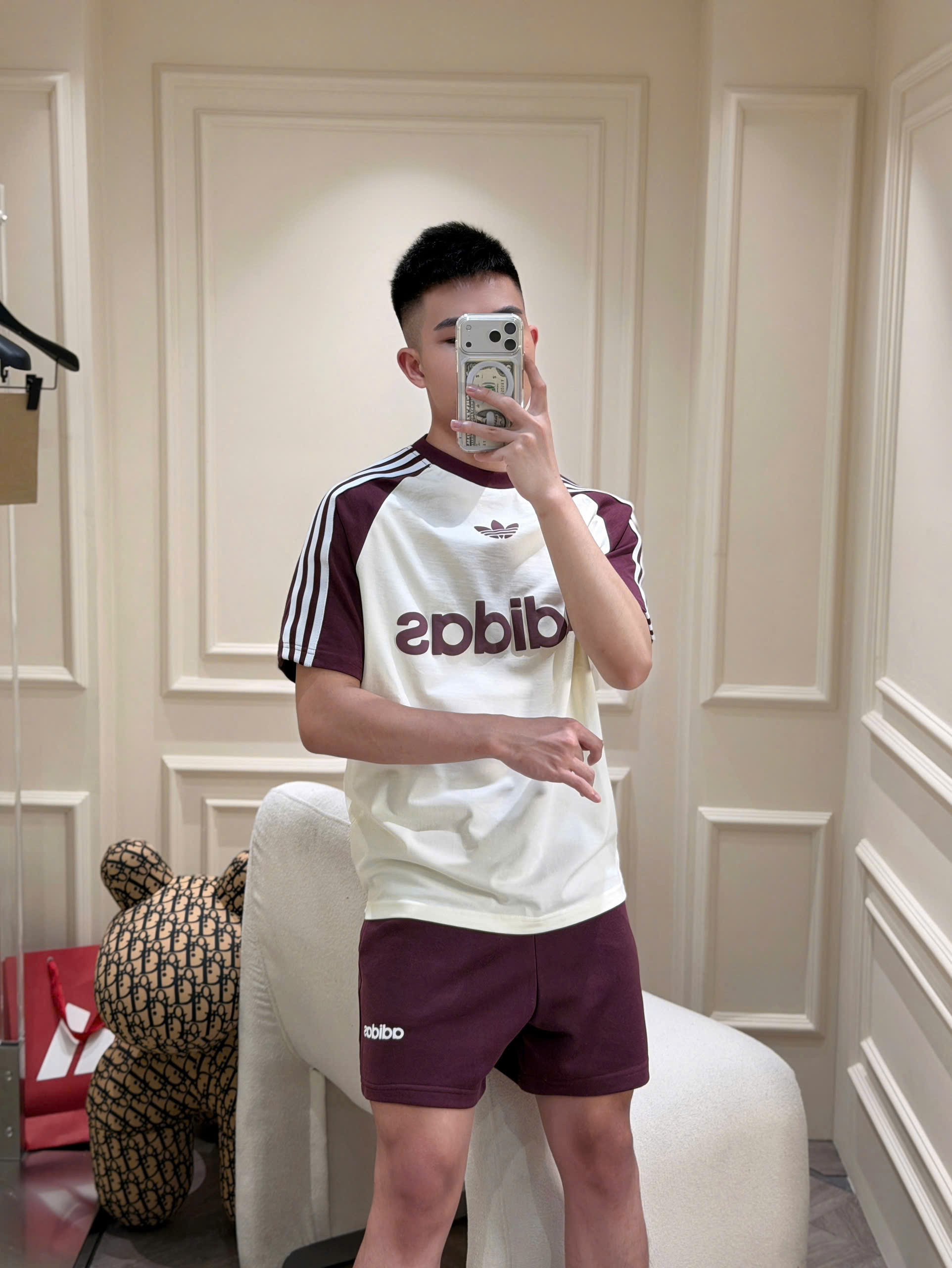 Set bộ thể thao hè Adidas logo ngực in dập nổi 2 lớp kẻ sọc vai Like Auth S-XL NV