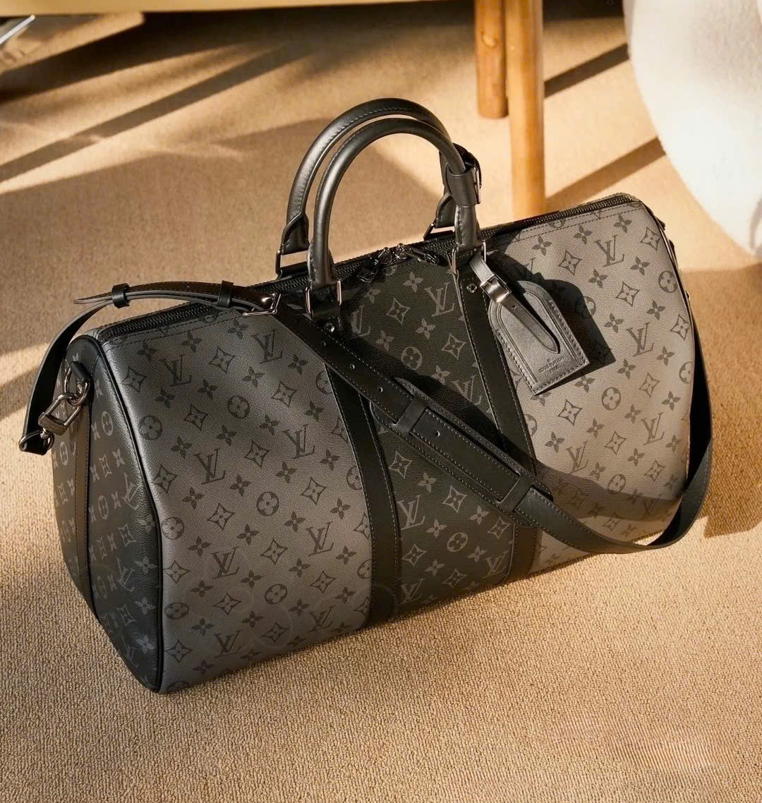 Túi trông du lịch Louis Vuitton LV Keepall Black monogram Like Auth size 50 PLD