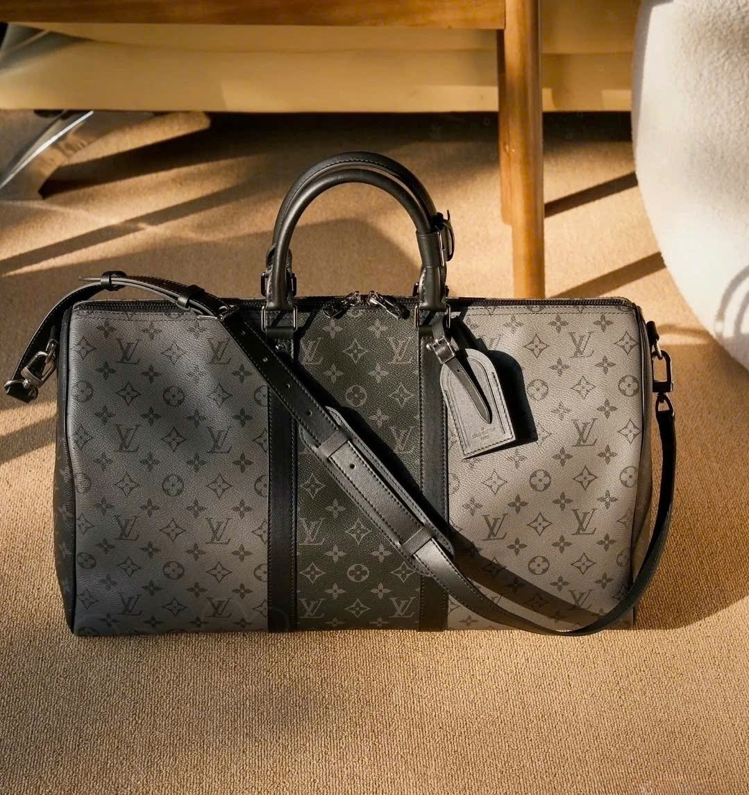 Túi trông du lịch Louis Vuitton LV Keepall Black monogram Like Auth size 50 PLD