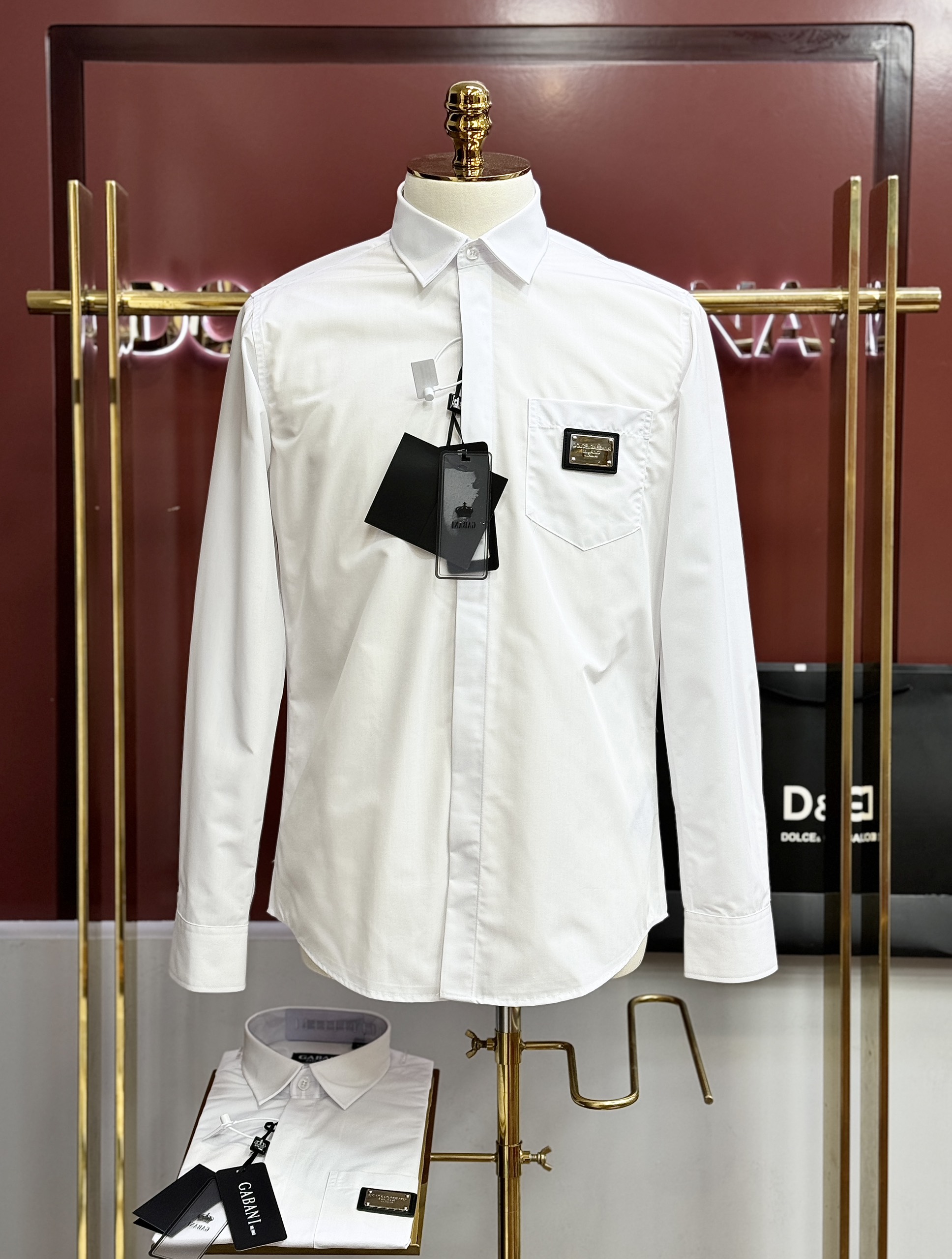 Áo sơ mi Dolce Gabbana DG Trắng túi ngực tag vuông Like AUth 44-50 CD MK