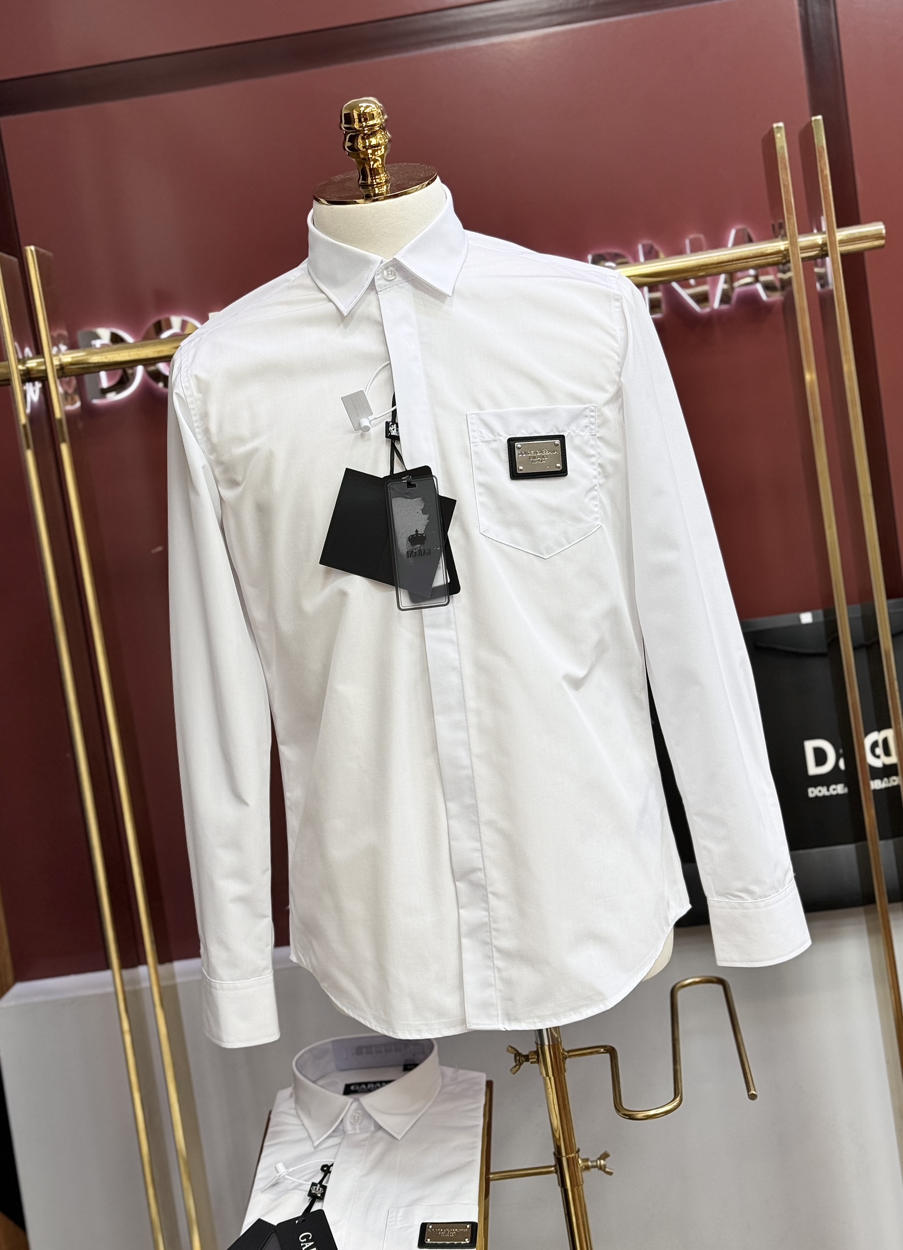 Áo sơ mi Dolce Gabbana DG Trắng túi ngực tag vuông Like AUth 44-50 CD MK