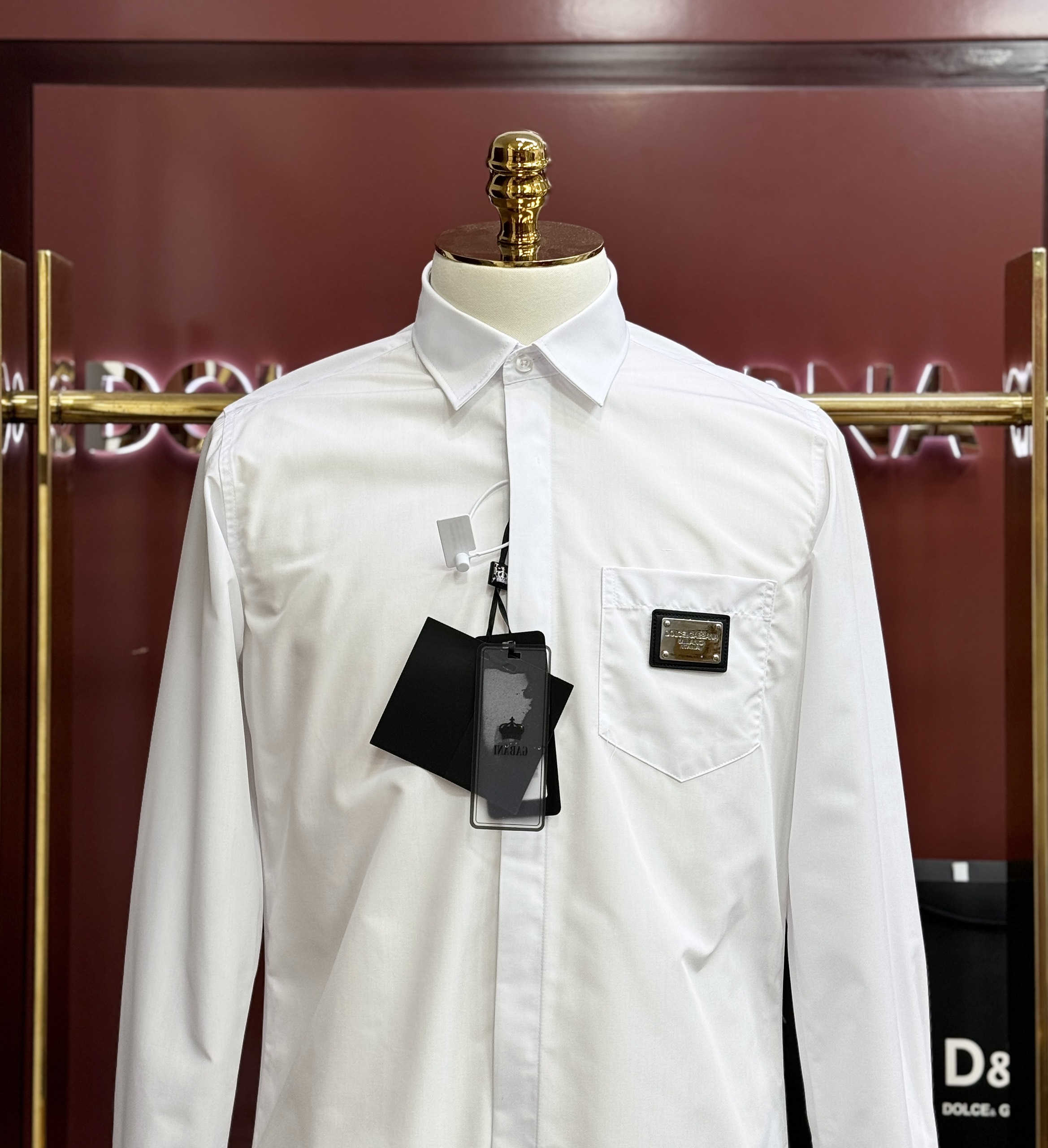 Áo sơ mi Dolce Gabbana DG Trắng túi ngực tag vuông Like AUth 44-50 CD MK
