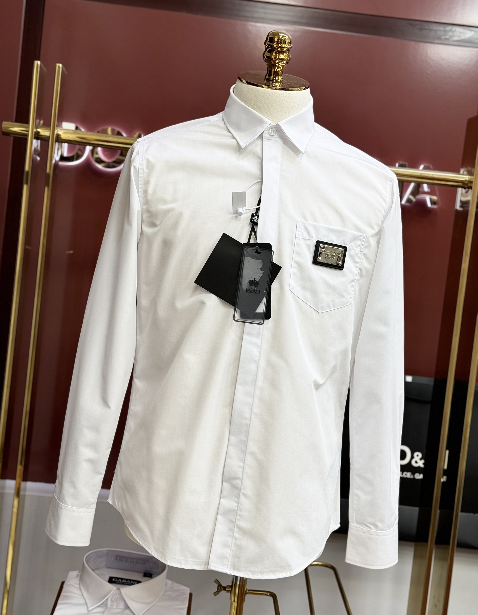 Áo sơ mi Dolce Gabbana DG Trắng túi ngực tag vuông Like AUth 44-50 CD MK