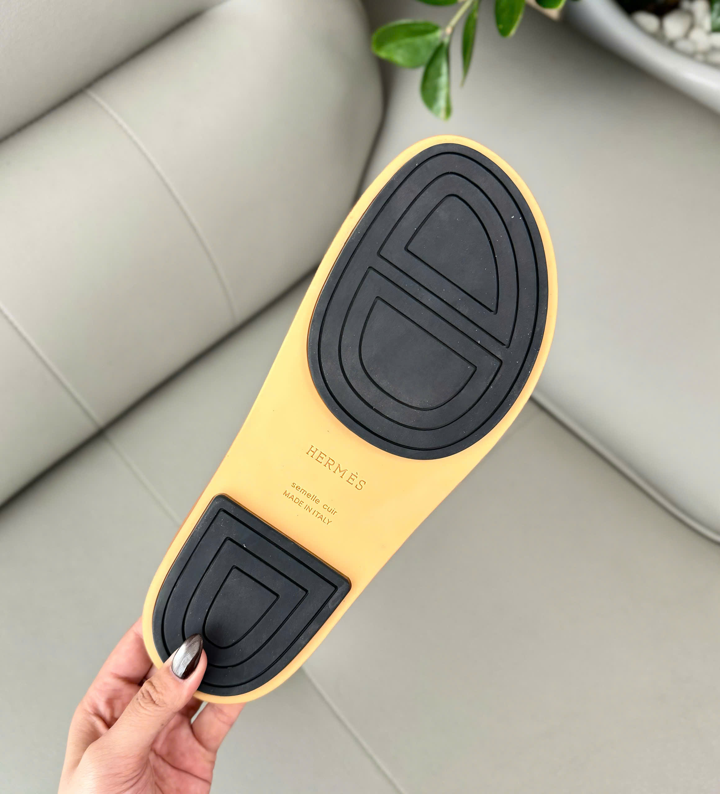 Dép lê Hermes HM quai chéo thiết kế da cá sấu logo tag chữ H Like Auth 38-43 DDT