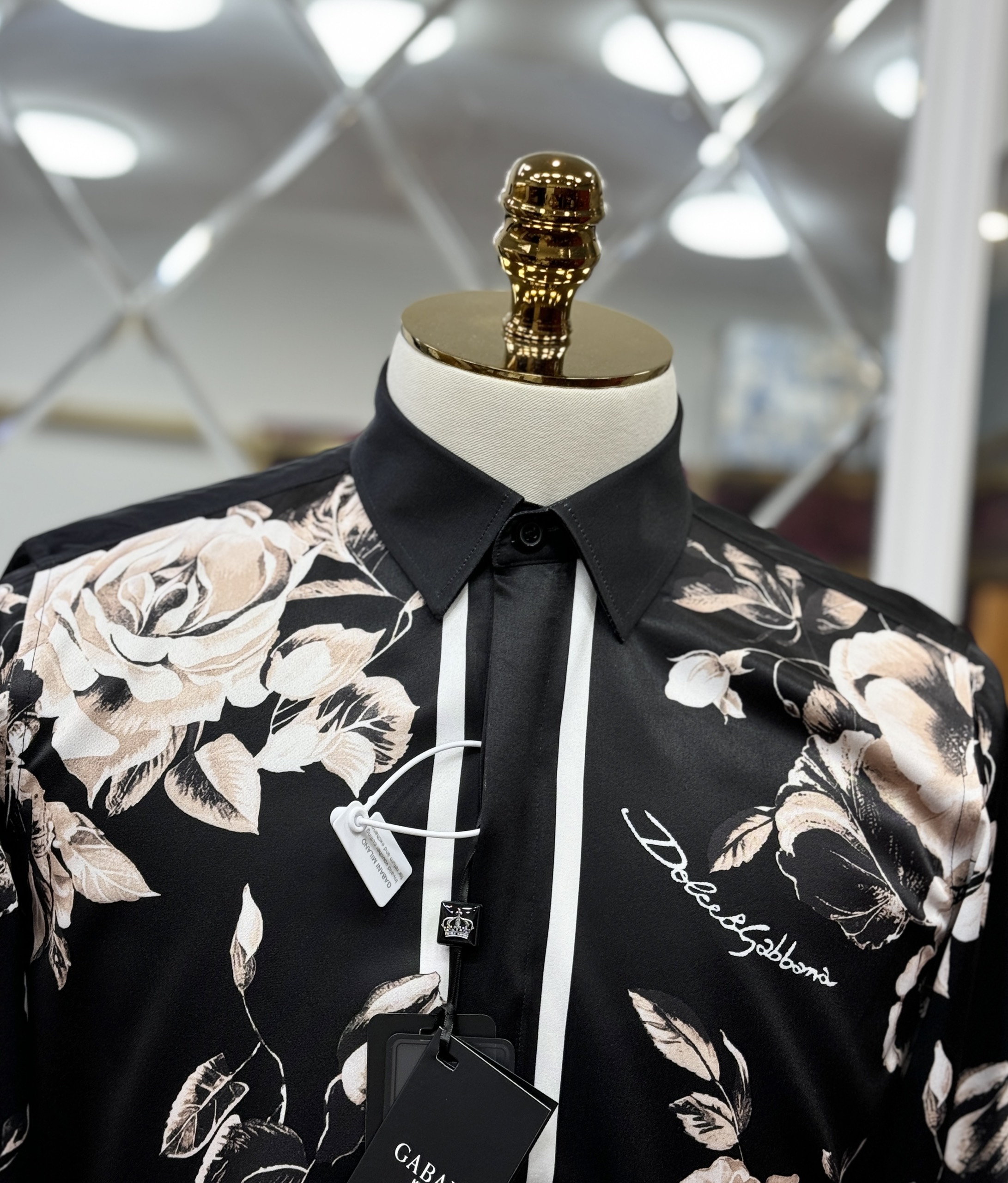 Áo sơ mi Dolce Gabbana DG Đen họa tiết Hoa Hồng Like Auth 44-50 CD