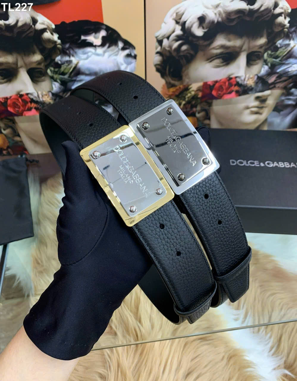 Thắt lưng dây nịt Dolce Gabbana DG logo mặt gương Like Auth 90-100 MK