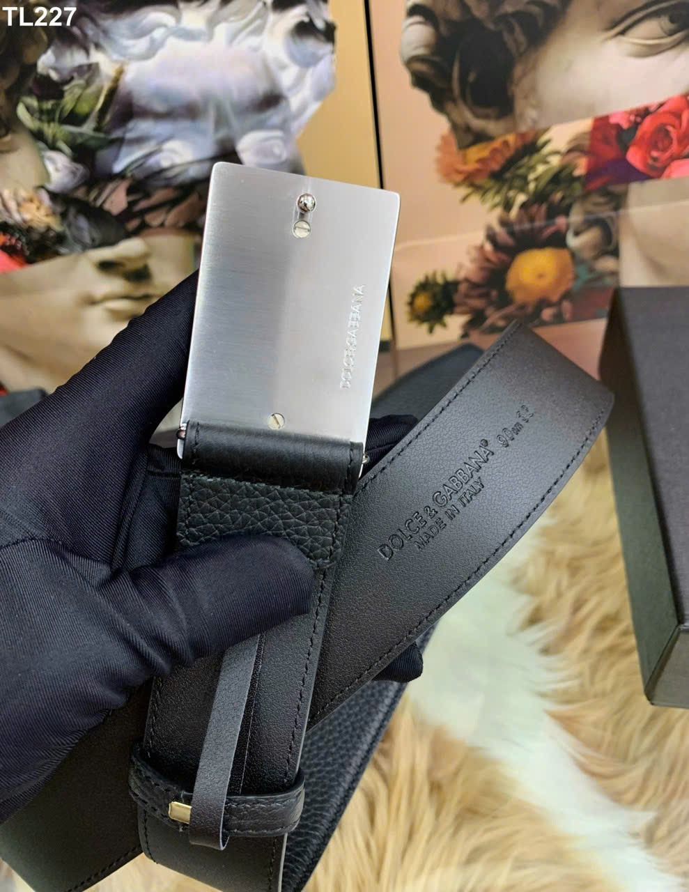 Thắt lưng dây nịt Dolce Gabbana DG logo mặt gương Like Auth 90-100 MK