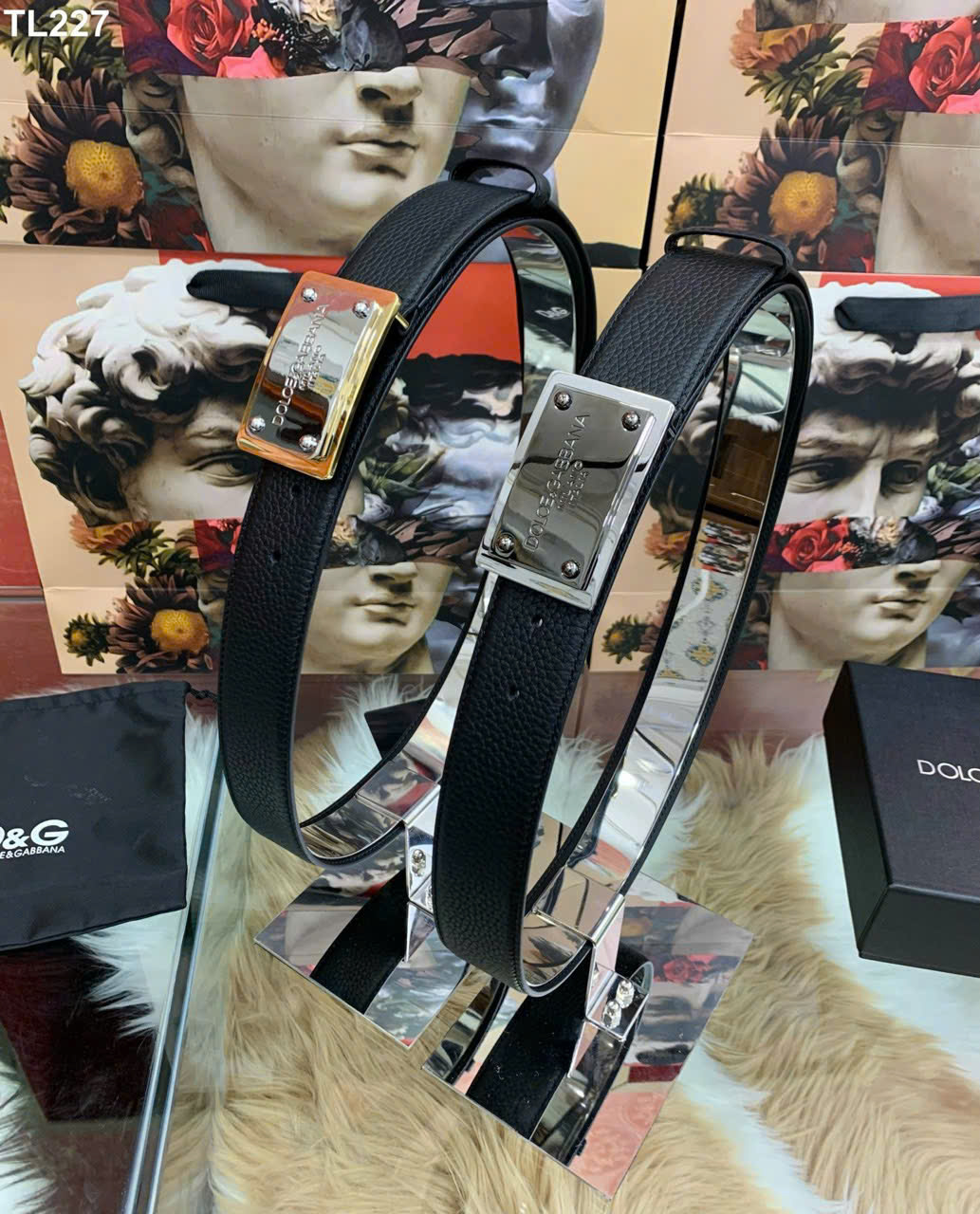 Thắt lưng dây nịt Dolce Gabbana DG logo mặt gương Like Auth 90-100 MK