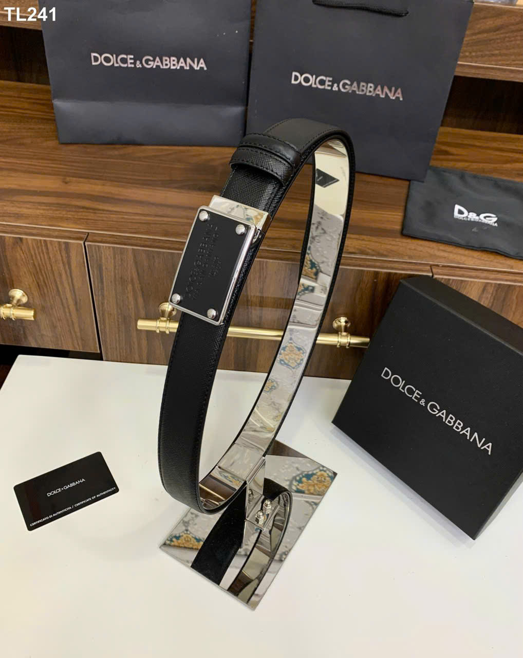 Thắt lưng dây nịt Dolce Gabbana DG Milano mặt vuông logo chữ khắc Like Auth 90-100 MK