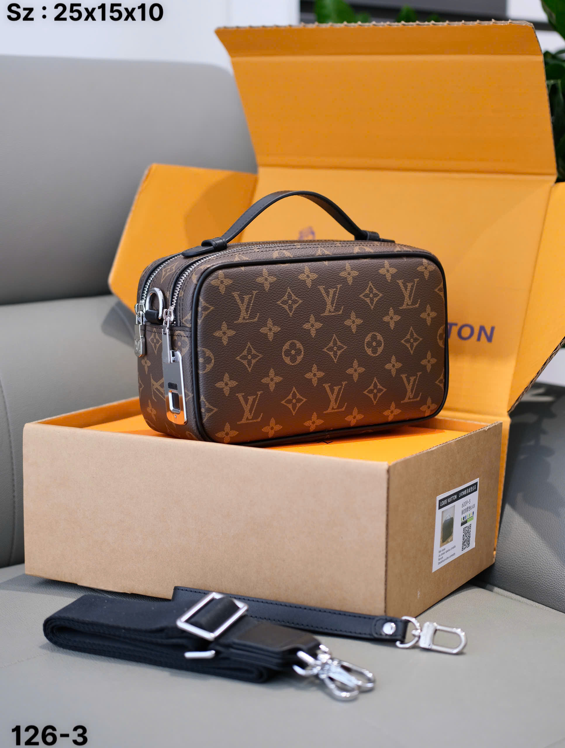 Túi ví Clutch Louis Vuitton LV Nâu vân monogram khóa vân tay Like Auth 25x15x10 DDT