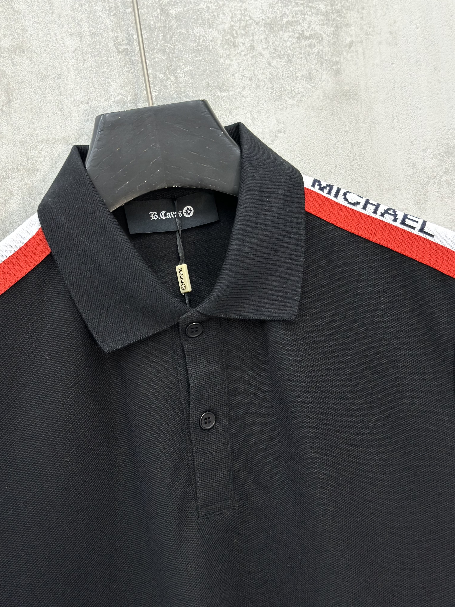 Áo polo Michael logo viền vai tag tay Like Auth S-XL VTN\Đen