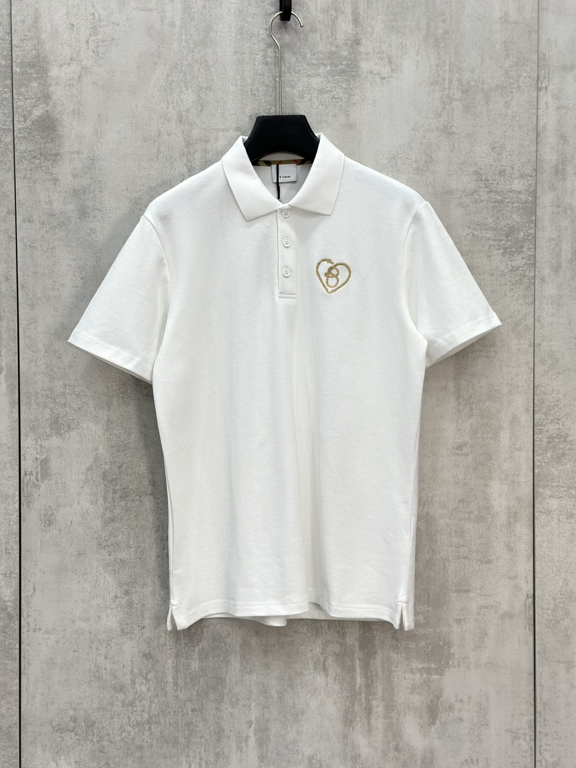 Áo polo Caras Đen Trắng Xanh Than basic khuy Vàng logo thêu Trái Tim ngực Like Auth S-XL VTN\trắng