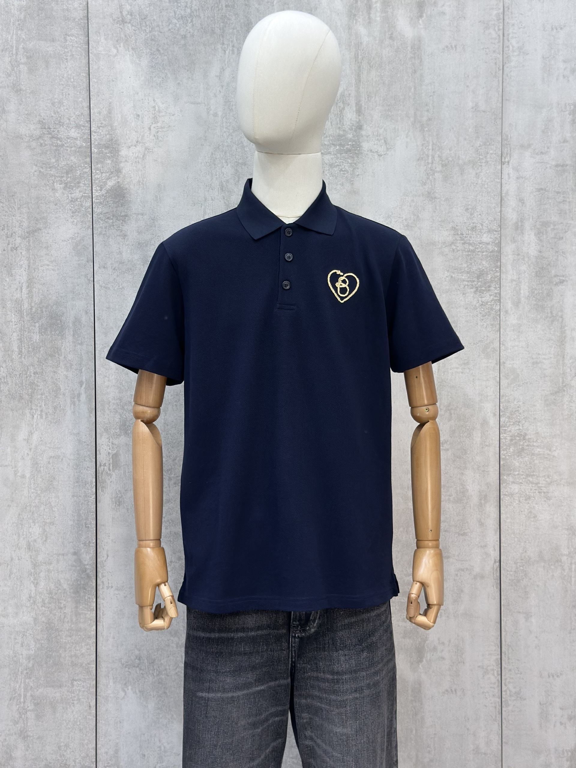 Áo polo Caras Đen Trắng Xanh Than basic khuy Vàng logo thêu Trái Tim ngực Like Auth S-XL VTN\xanh than