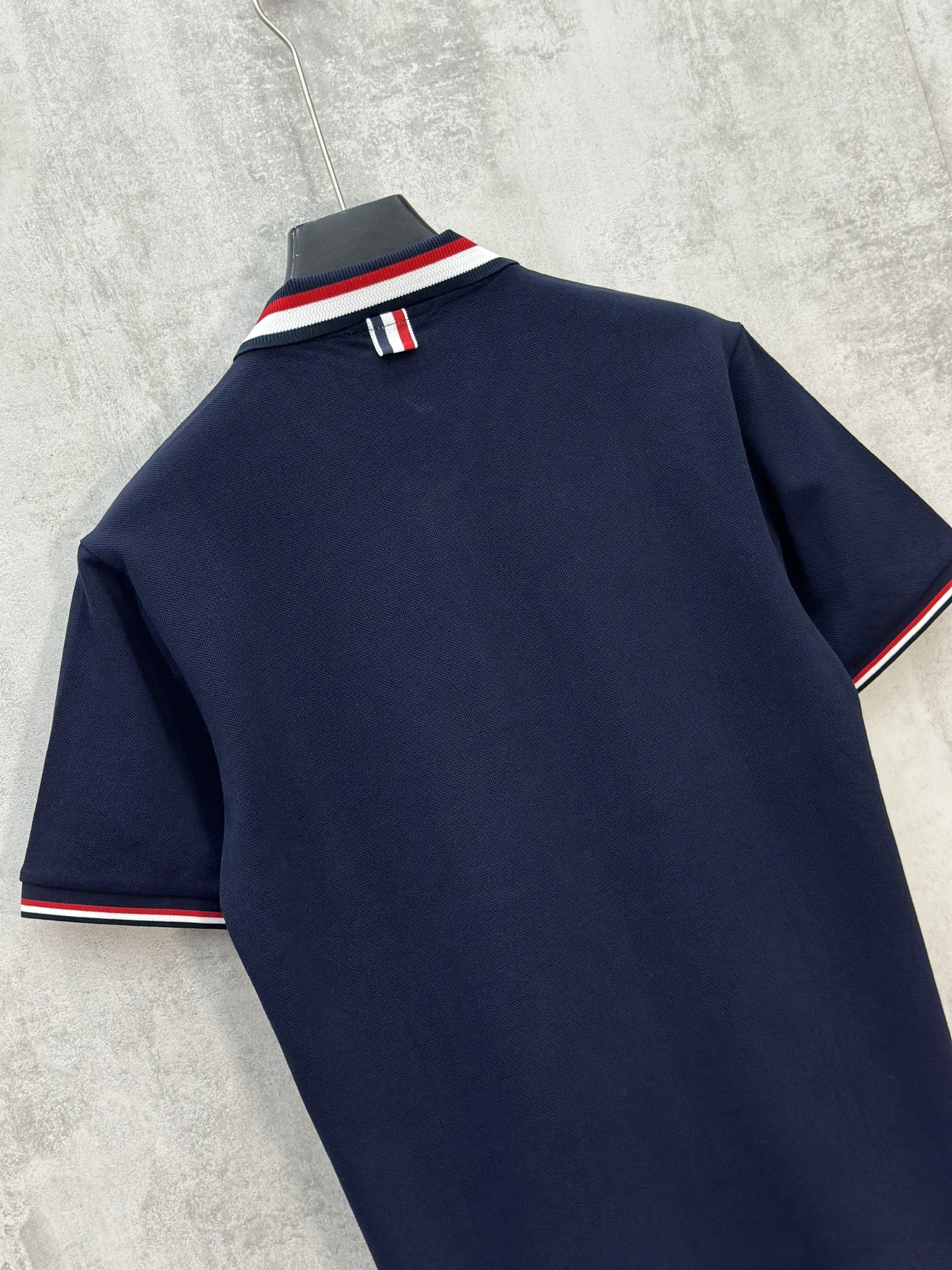 Áo polo Caras kẻ sọc tay cổ bo viền logo thêu Cá Heo ngực Đen Trắng Xanh Than Like Auth S-XL VTN\XANH THAN