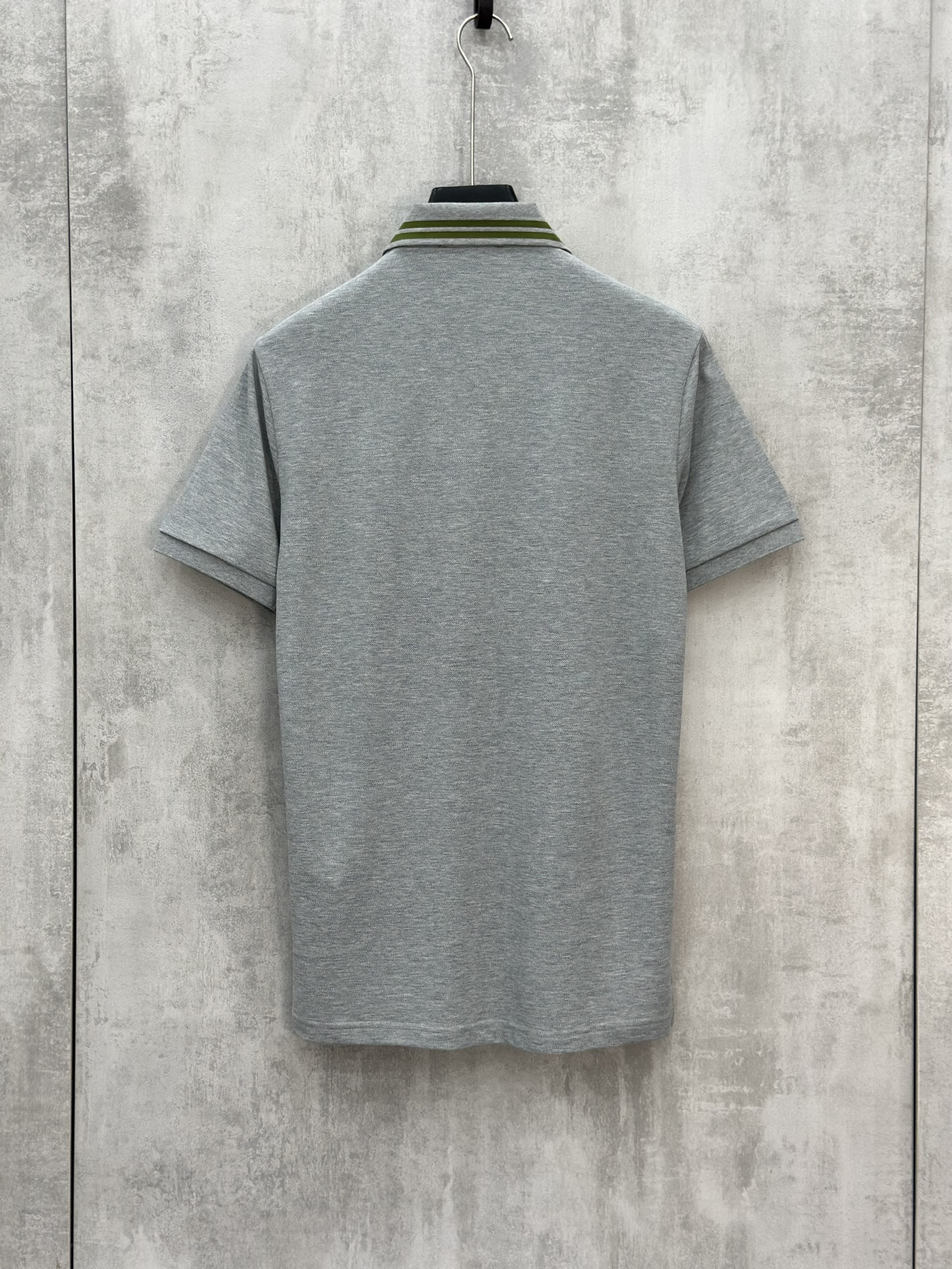 Áo polo Caras Xám kẻ sọc cổ logo thêu ngực Like Auth S-XL VTN