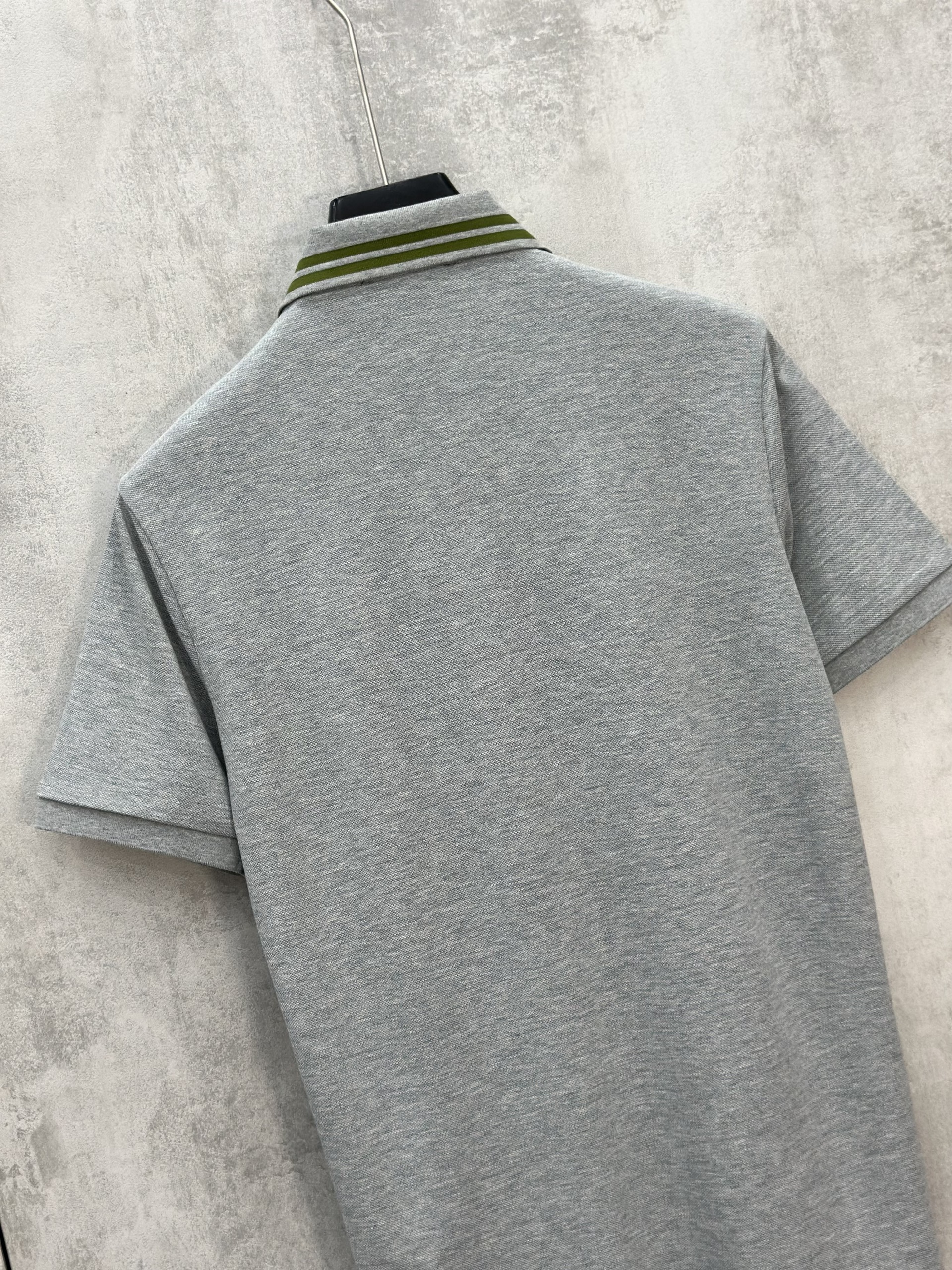 Áo polo Caras Xám kẻ sọc cổ logo thêu ngực Like Auth S-XL VTN